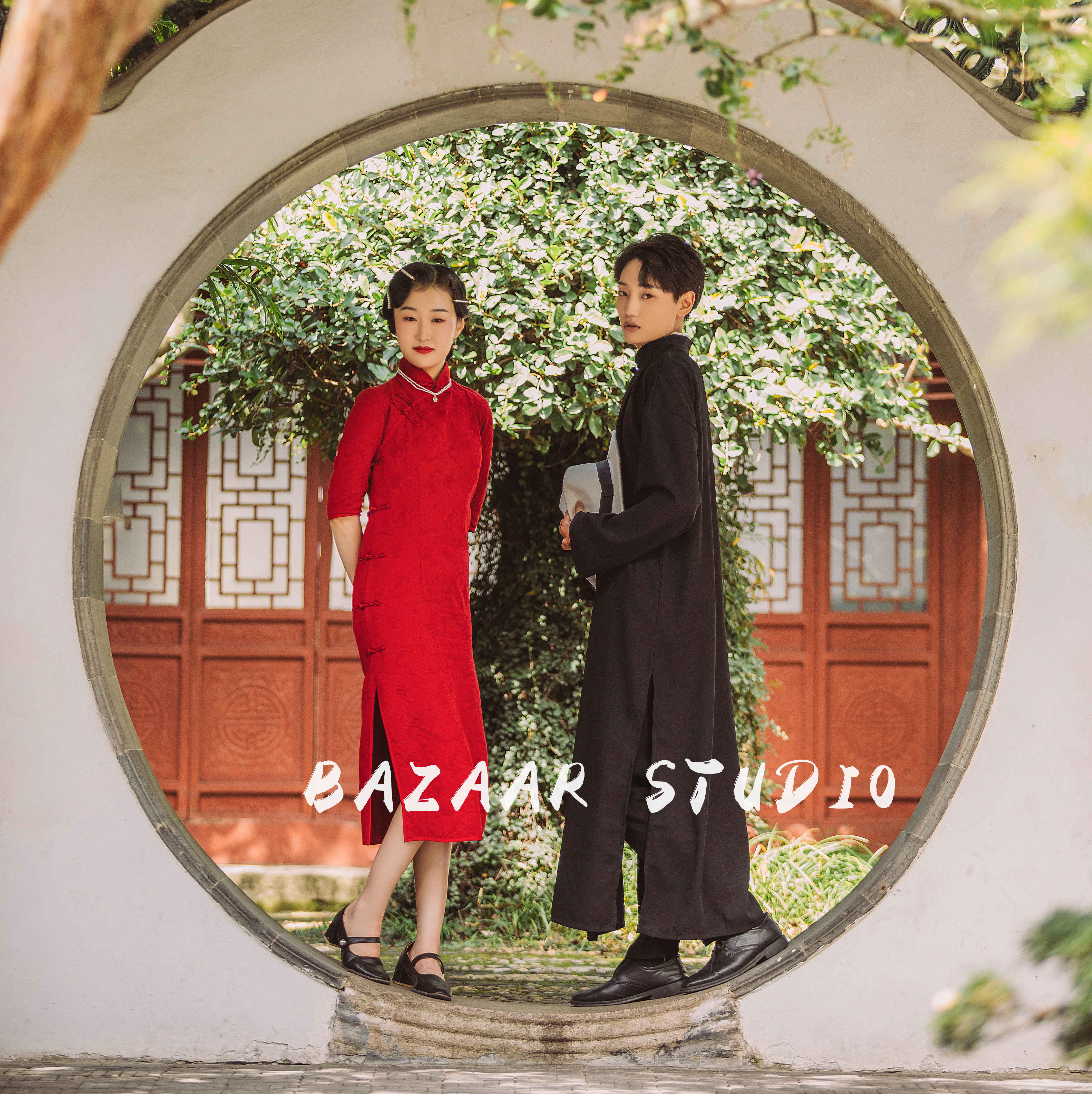 国风园林复古婚纱照
