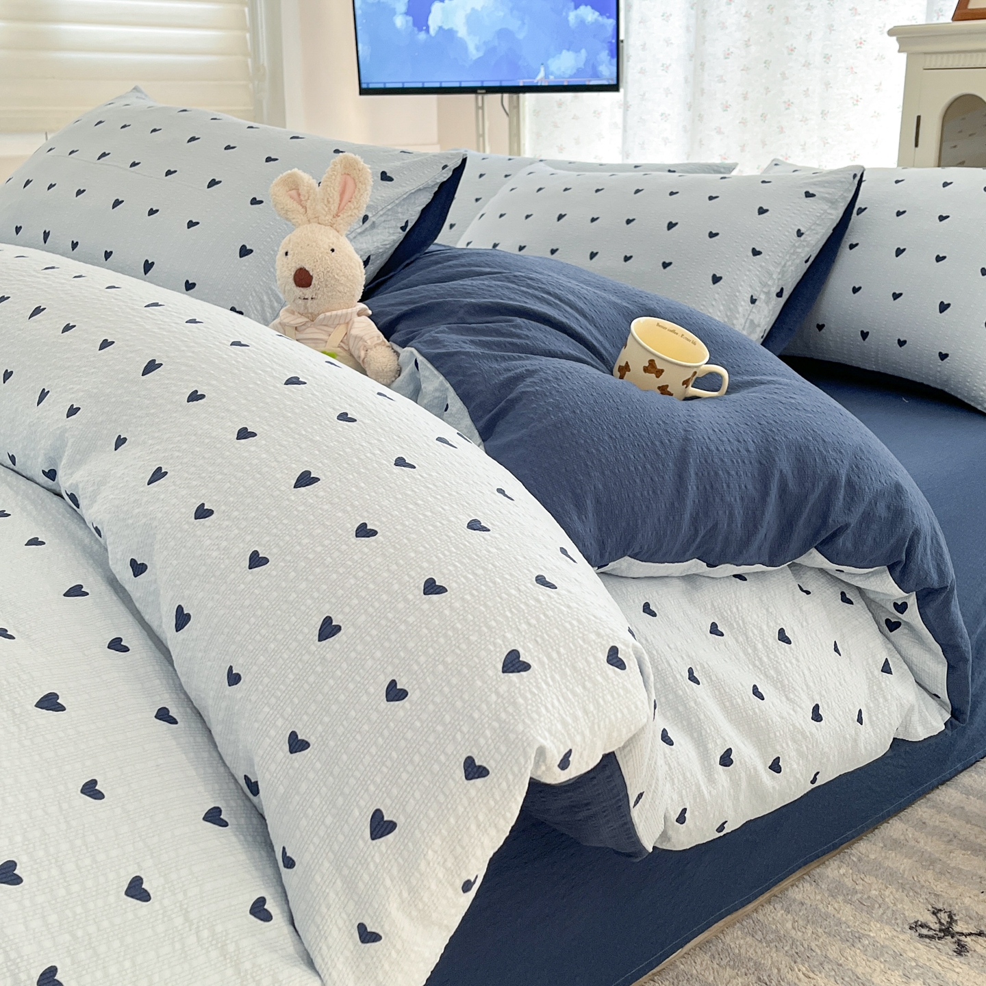 高克重泡泡紗四件套泡芙紗