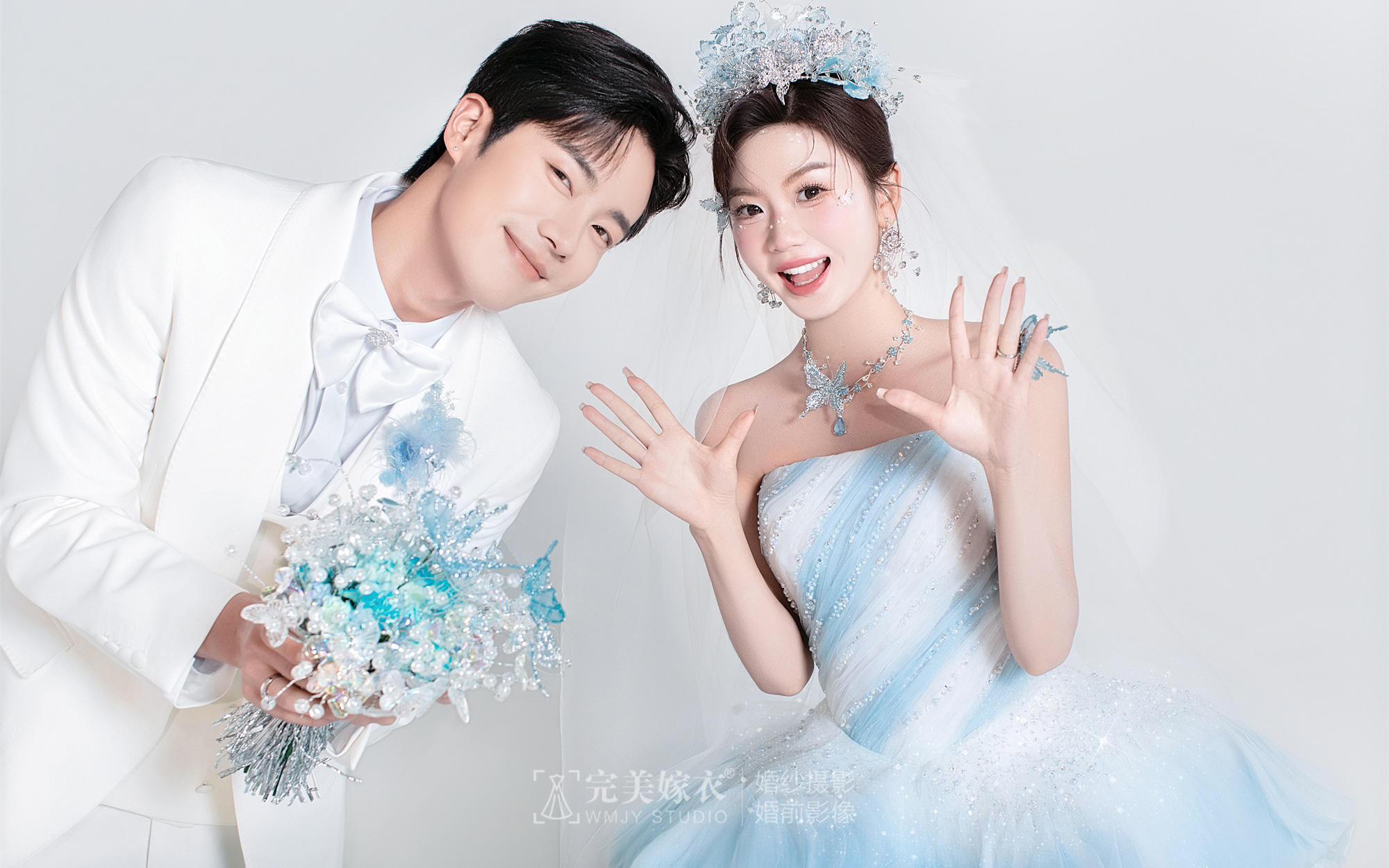 【冰藍(lán)仙境】藍(lán)水母裙婚紗??誰能拒絕將海洋焊身上