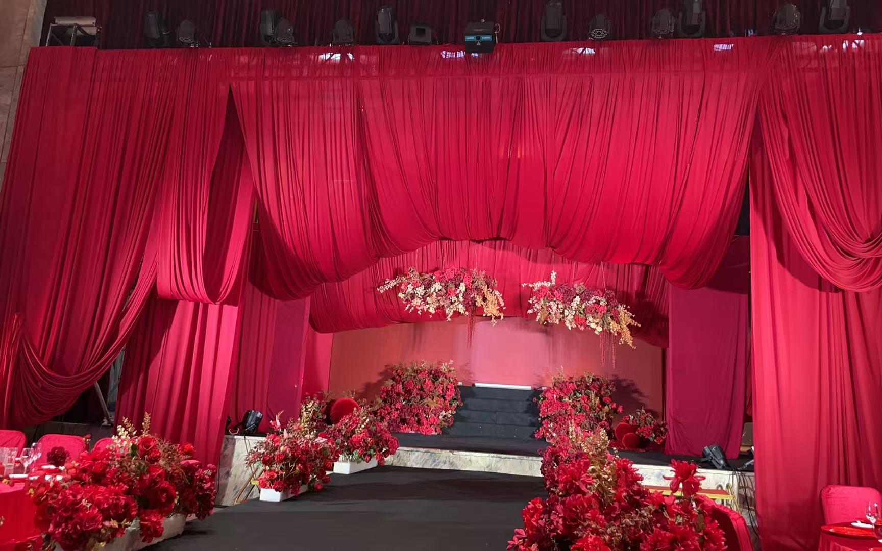 红色浪漫系布幔婚礼