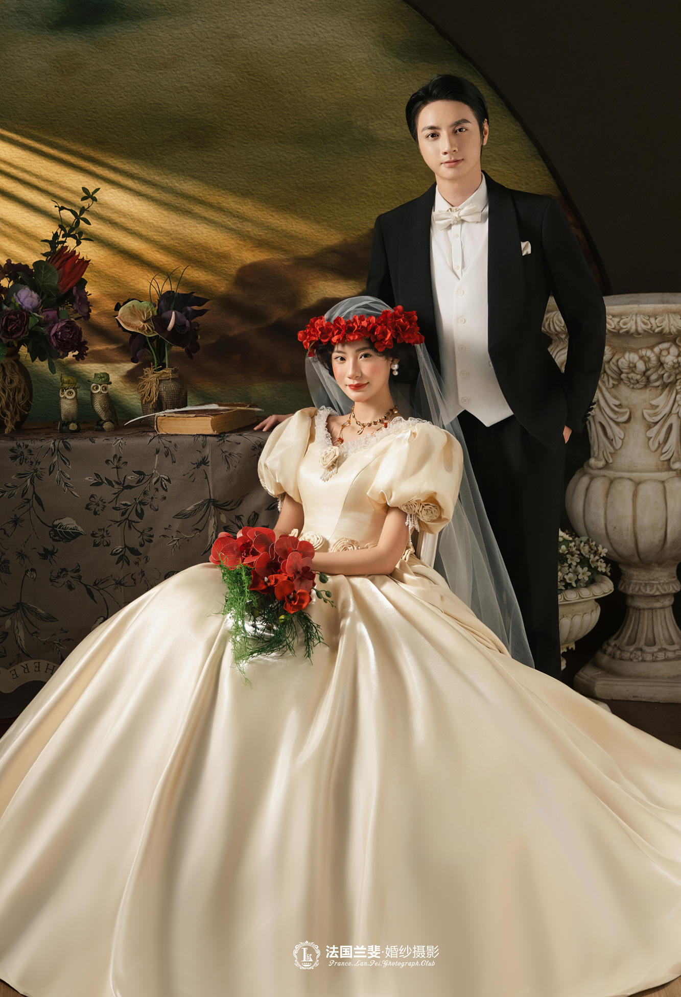 复古油画婚纱照