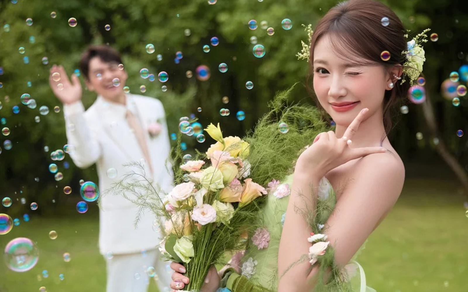 色调太春天❤存下灵动春日的婚纱照氛围