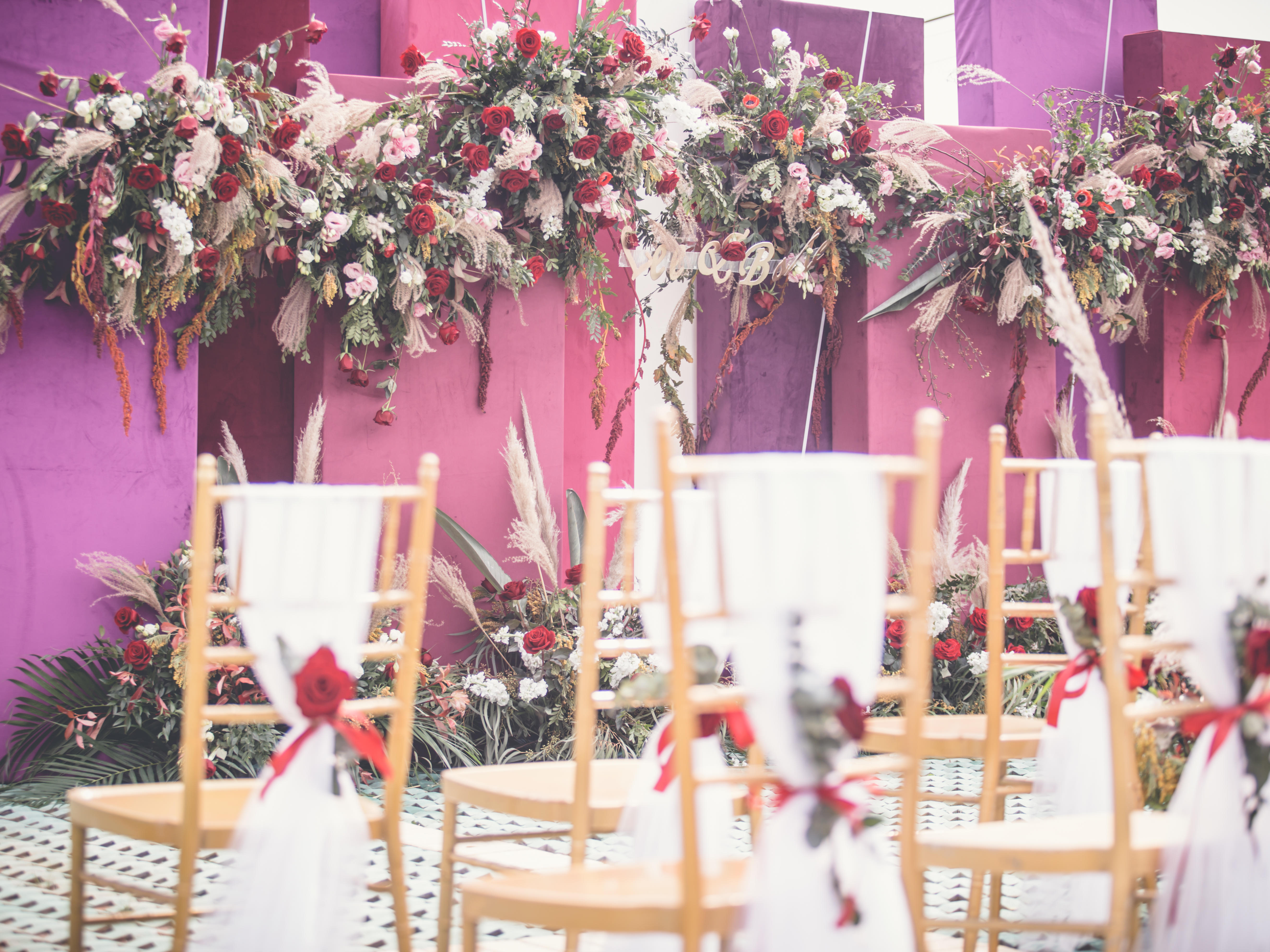 格林婚礼浆果色秋季户外婚礼