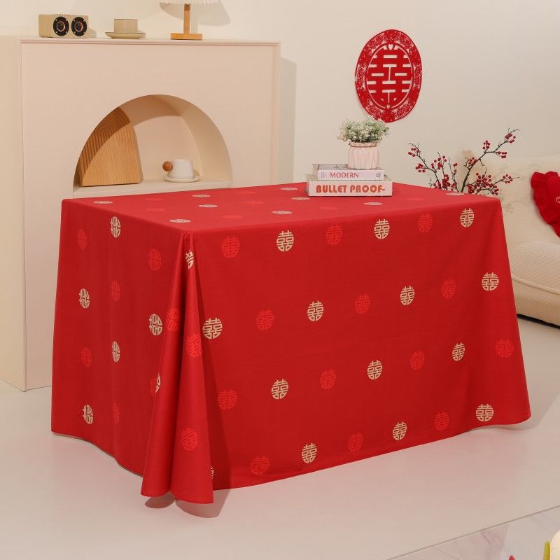 多尺寸 桌布结婚红布餐桌茶几长方形台布盖布婚庆