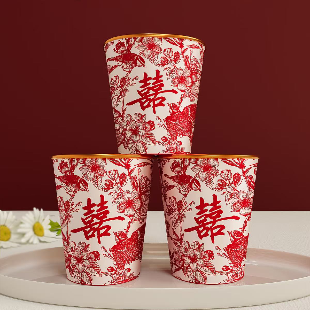 【加厚】一次性紙杯結(jié)婚金箔紙杯