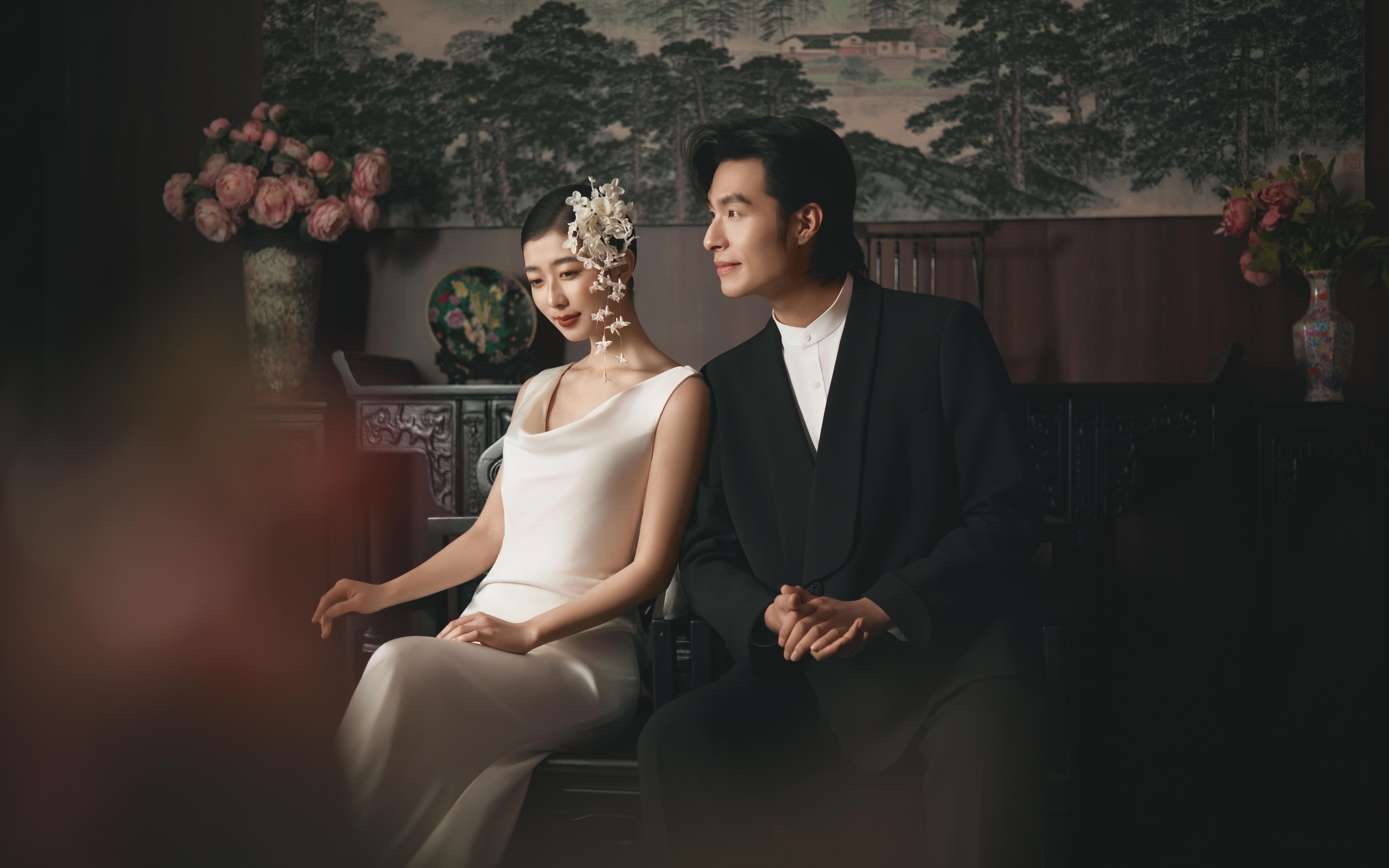 松弛感婚照，自带园林氛围感