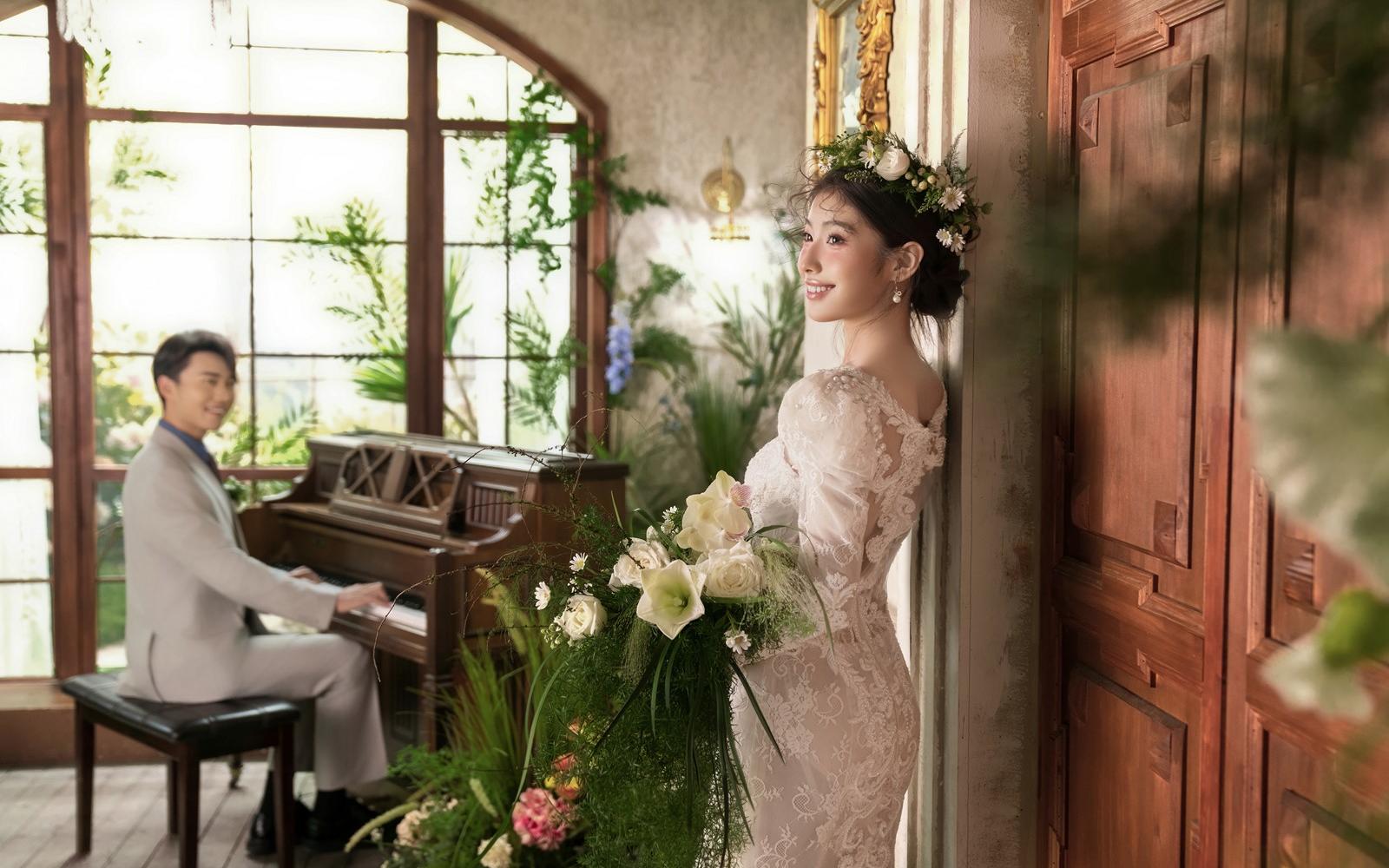 超美的室内法式花房婚纱照🌸掉进花房秘境