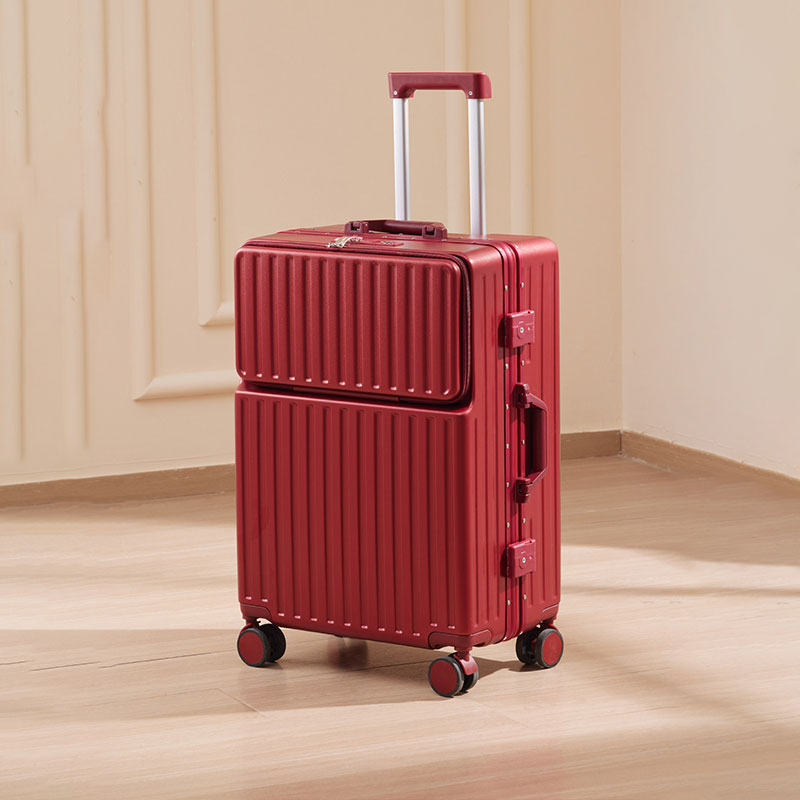 橡膠輪 20-28寸紅色行李箱陪嫁箱新娘嫁妝 037鋁框開口款