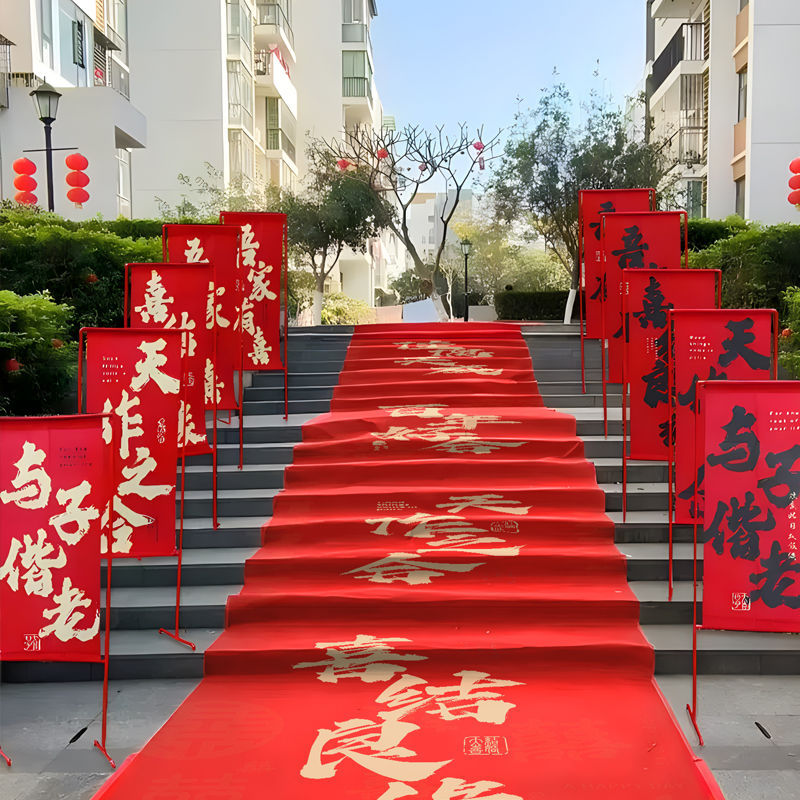 路引條幅結(jié)婚喜字立柱擺件