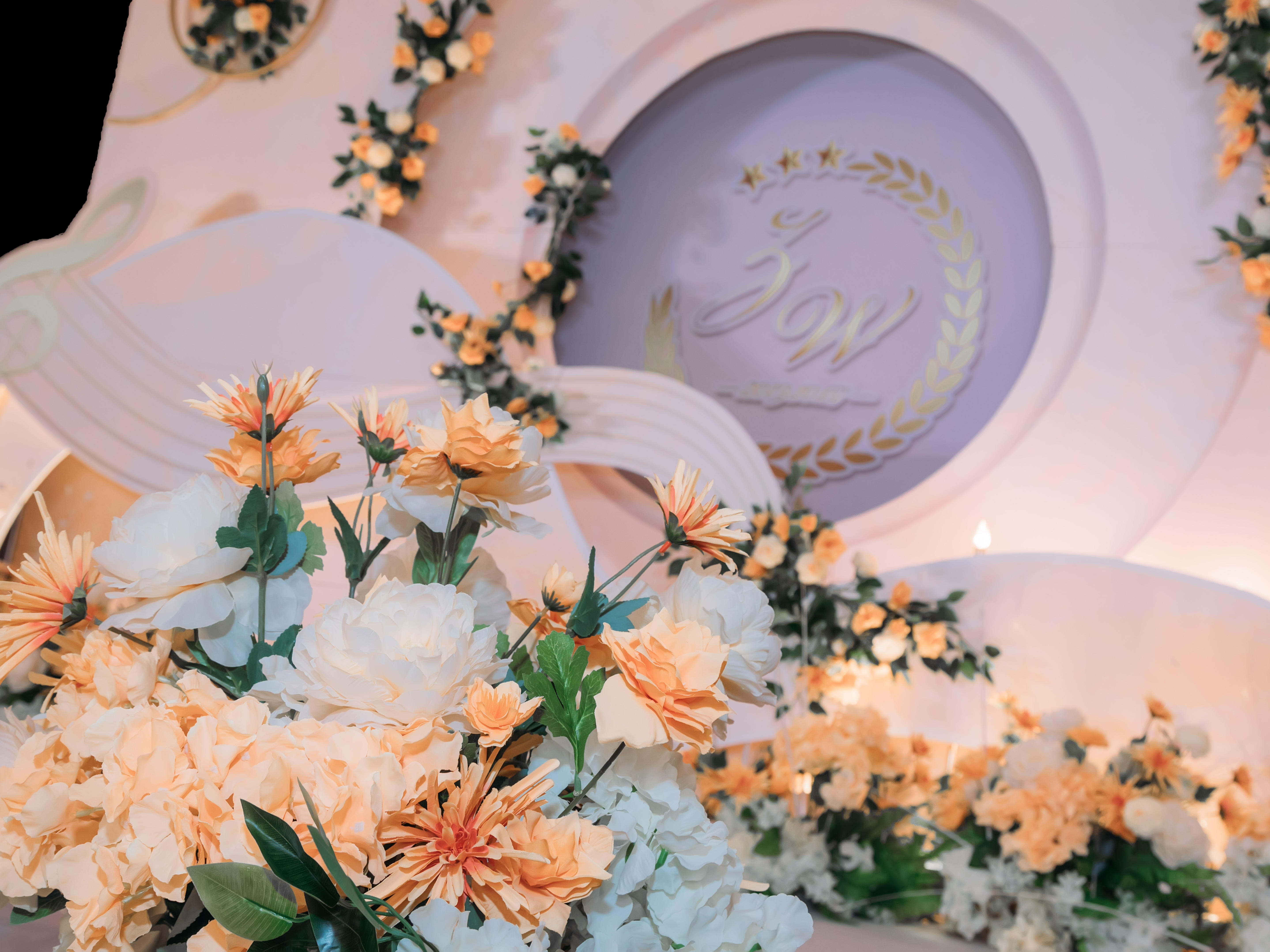 婚融界婚礼 宁卧庄宾馆 橙色系婚礼布置带团队