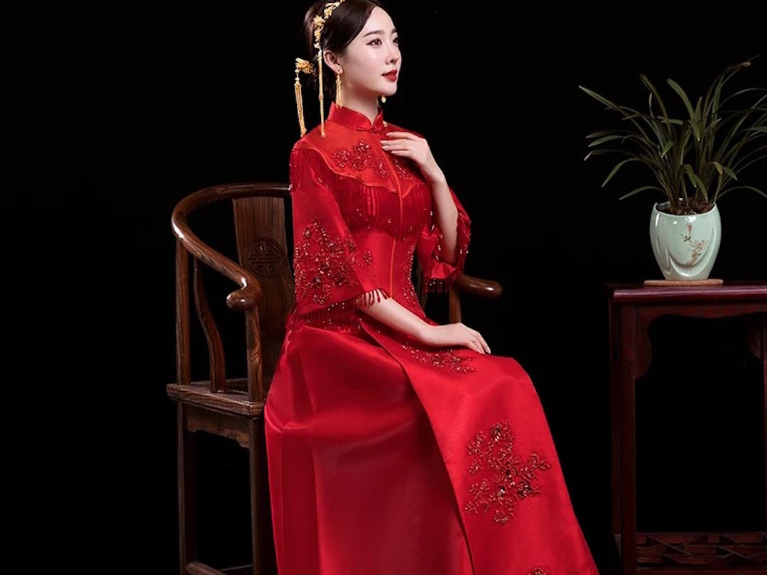 ［特色秀禾］限时特价 中式秀禾丝绸敬酒服中式礼服