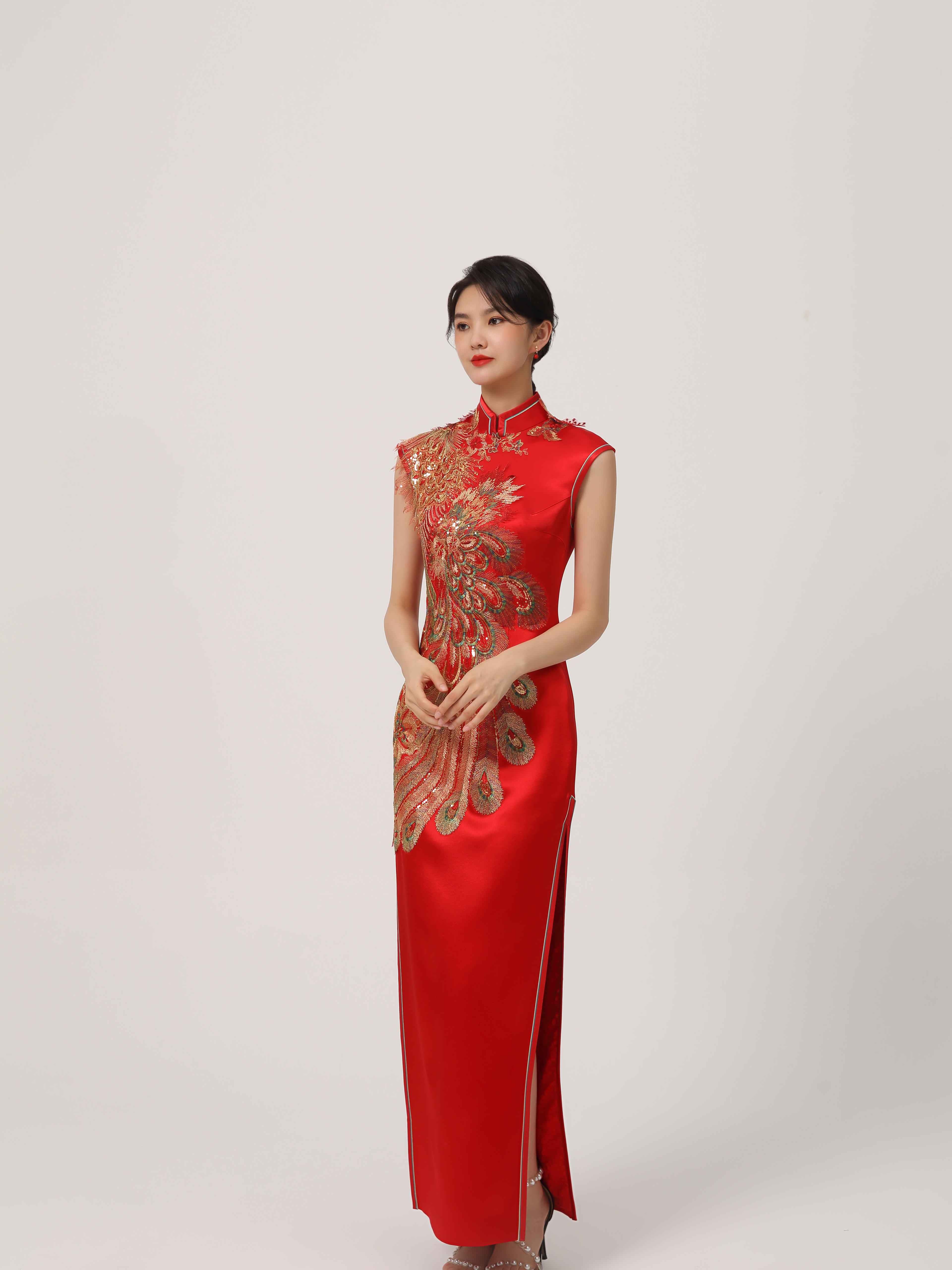 华丽金凤凰旗袍