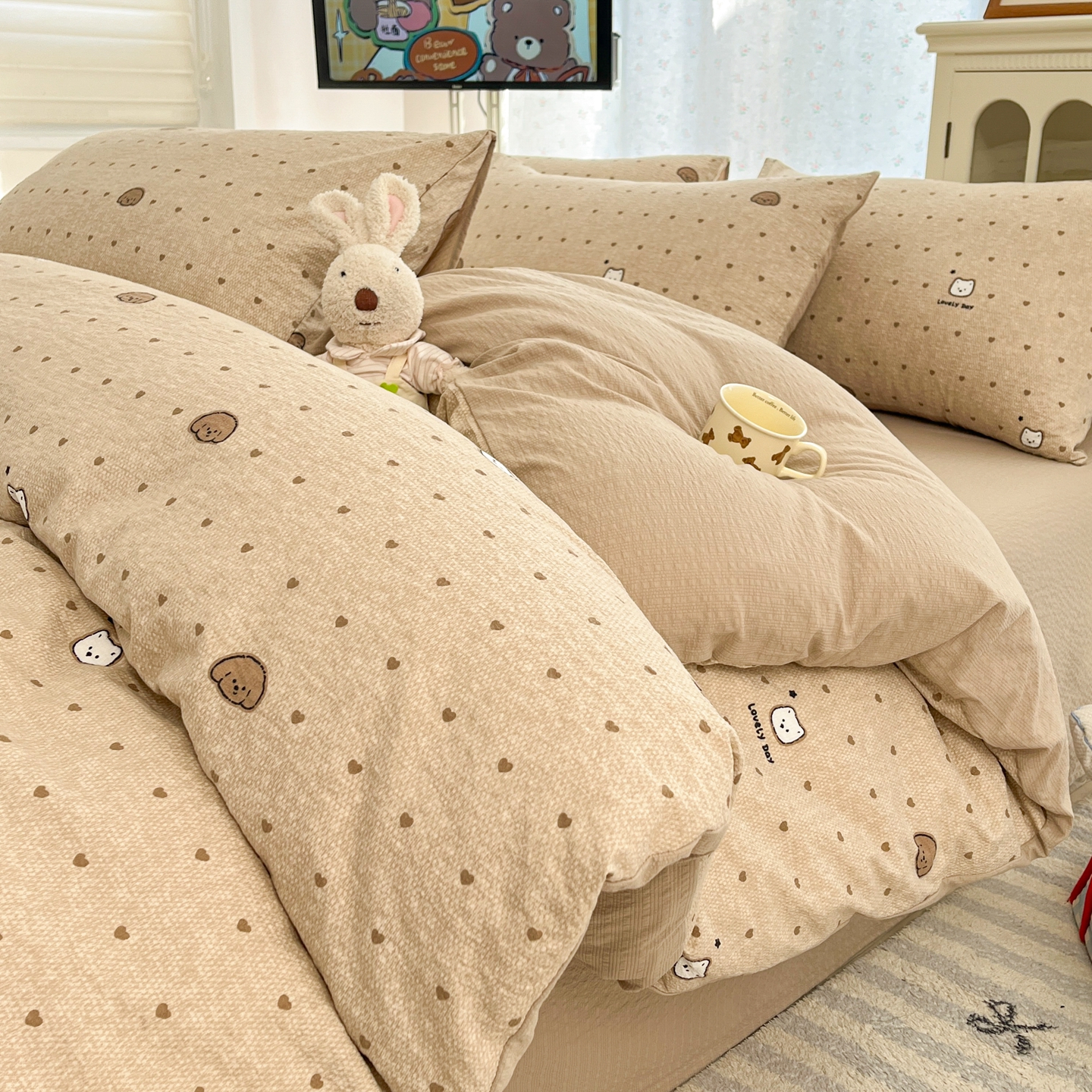 高克重泡泡紗四件套泡芙紗