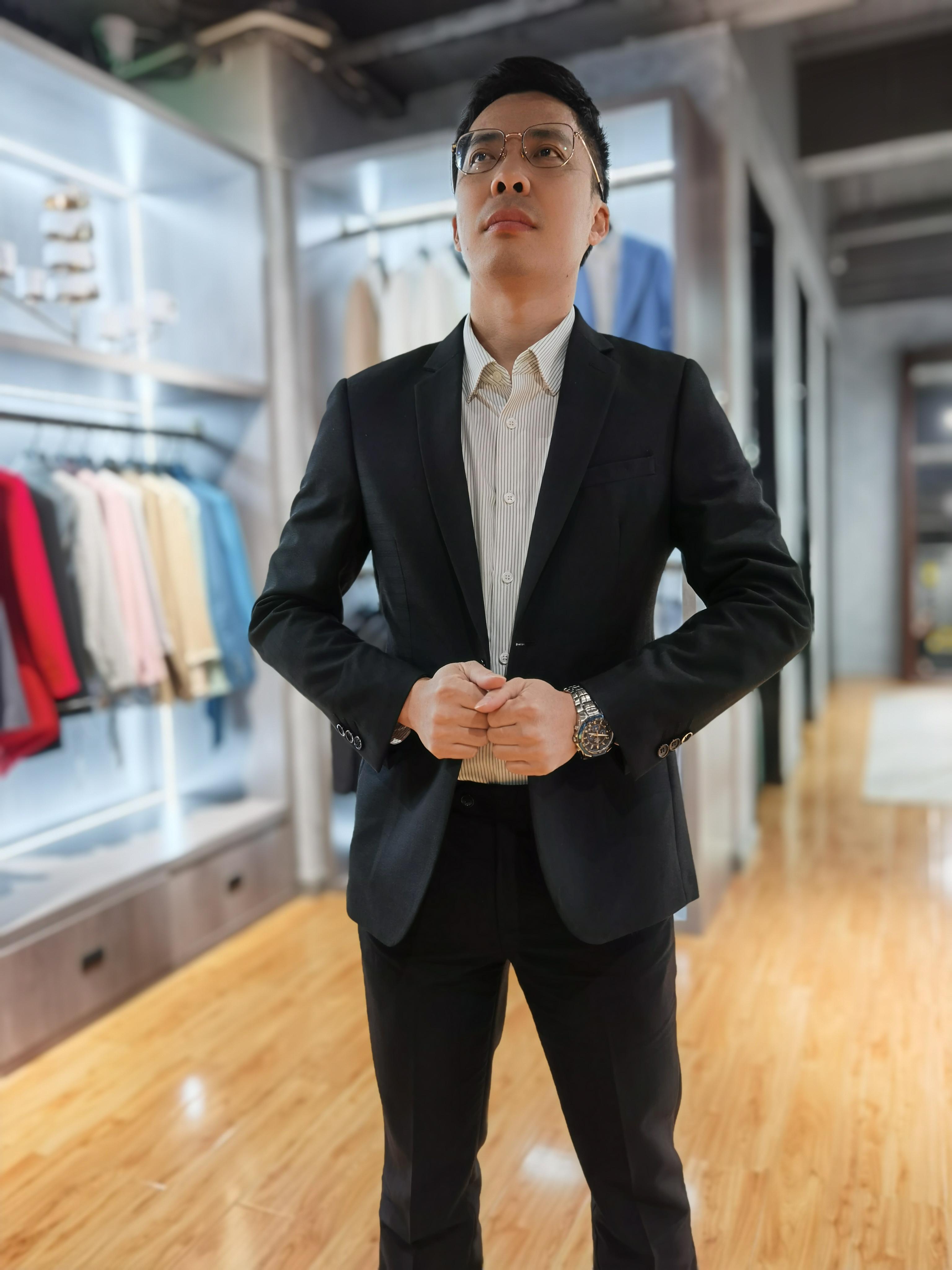 量E码数定制-黑色经典暗格套西