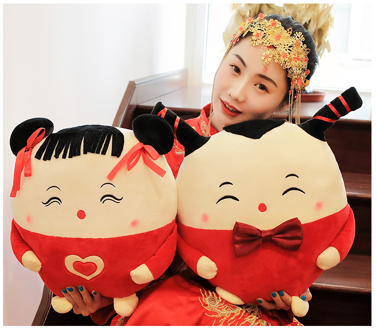 婚庆压床娃娃一对领结款陪嫁婚房布置