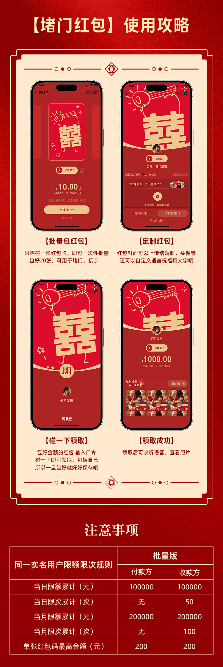 【预售 4.26开始发货】堵门红包 支付宝碰一碰红包接亲堵门电子红包利是封【不支持退换货】