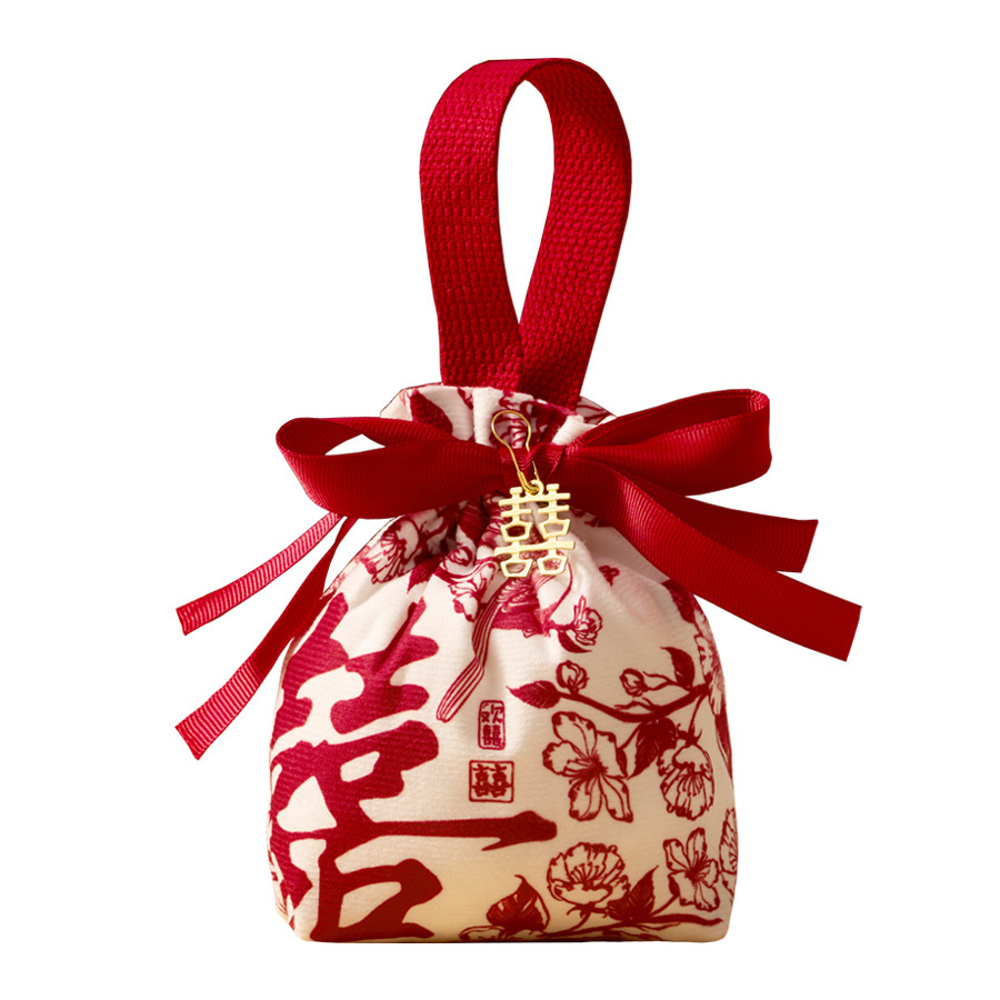 10個(gè)起 結(jié)婚喜糖袋子婚禮布袋手提糖果袋