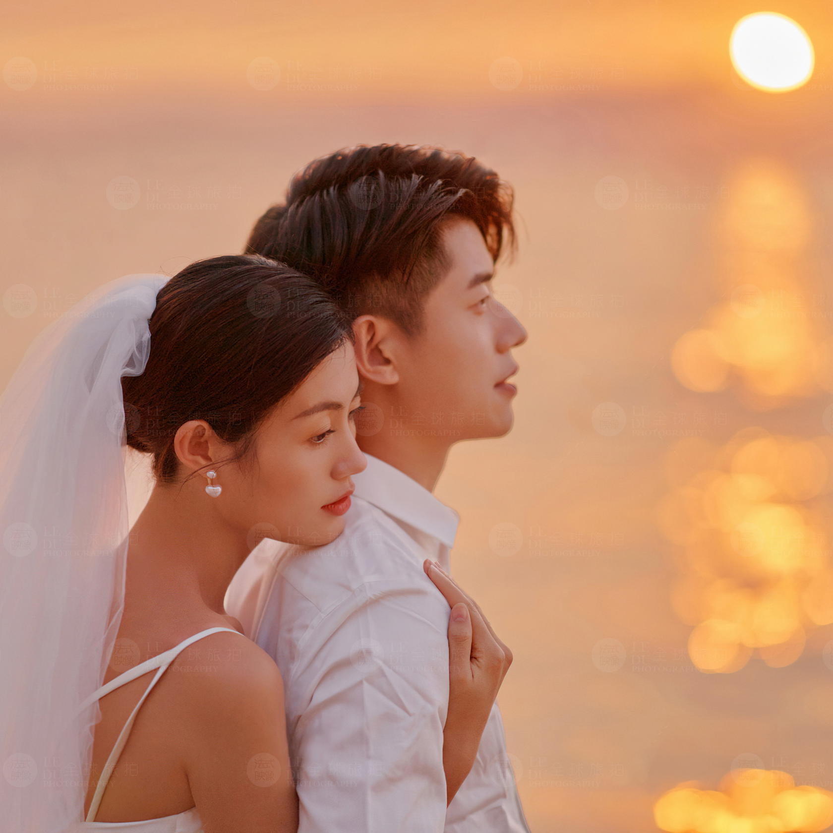 夕阳海景，镜头电影风拍摄-默默夫妇