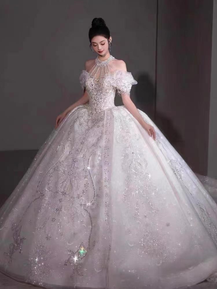 知性典雅含蓄重工奢華大拖尾