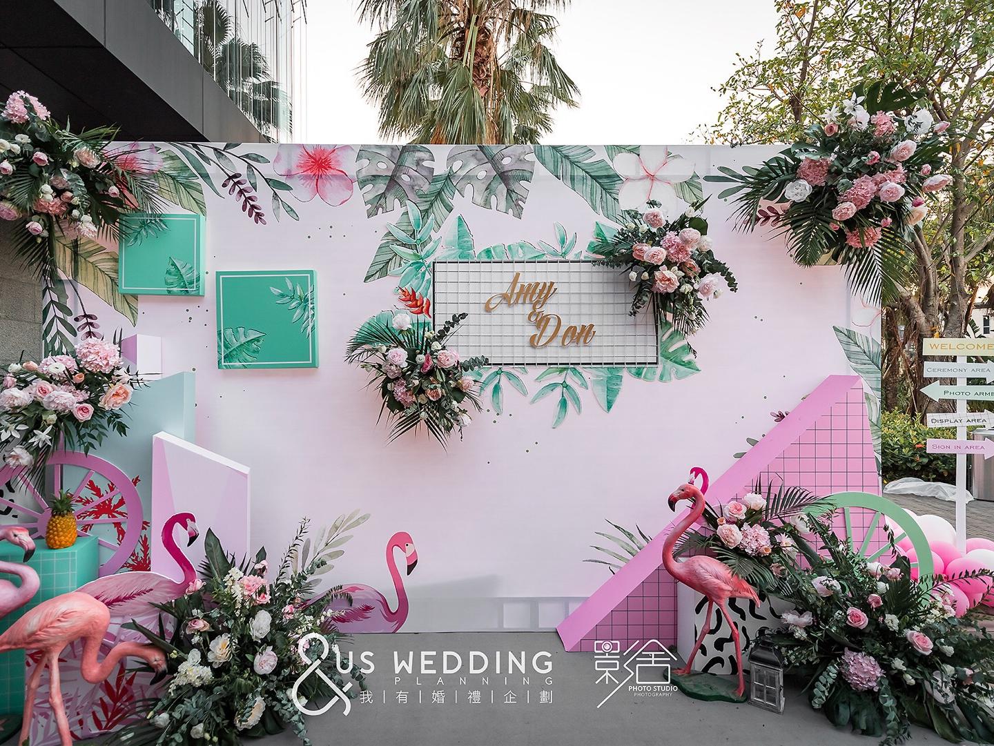 【US婚礼】ins风火烈鸟主题户外婚礼