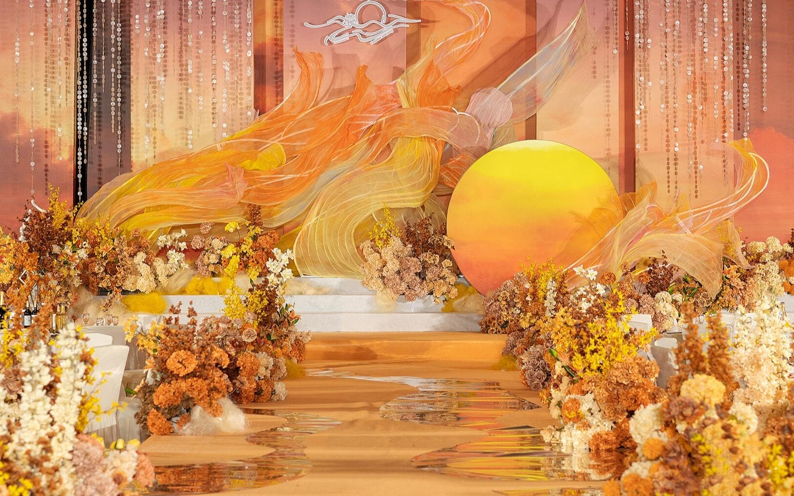 橙粉色系氛围感婚礼丨希尔顿