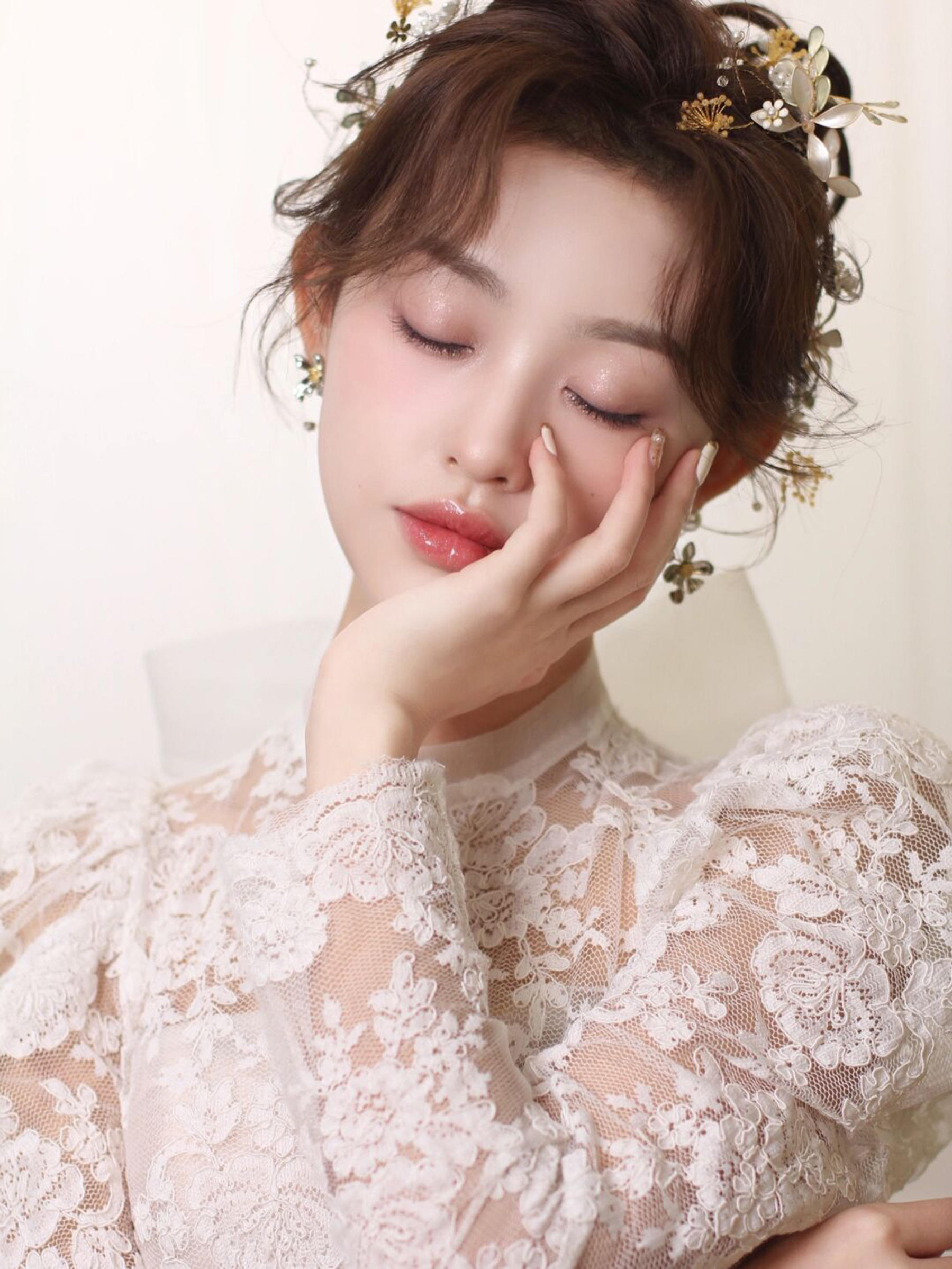 高级感主纱婚礼妆造