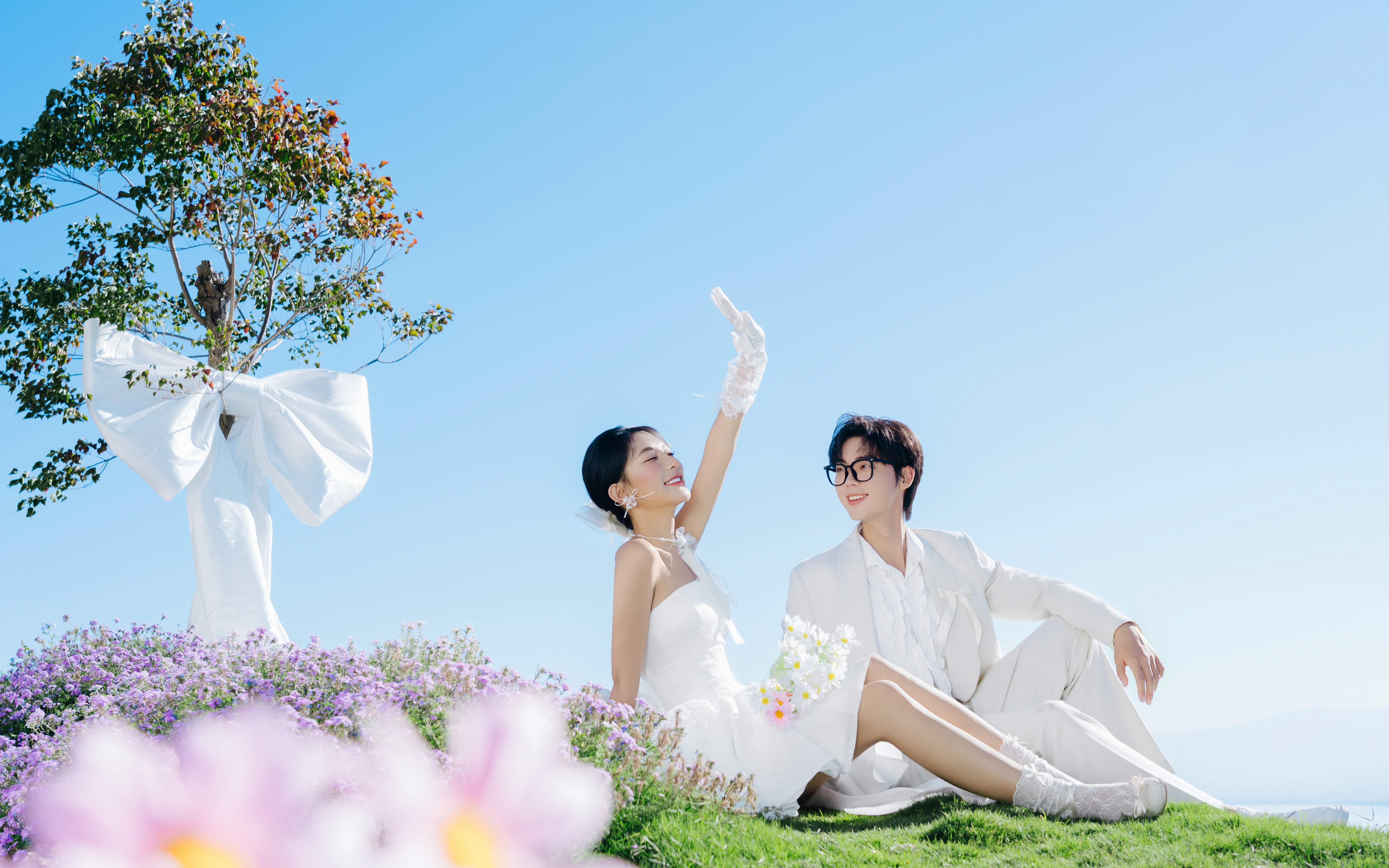 在大理花海拍婚纱照，被路人夸了一整天的神仙体验
