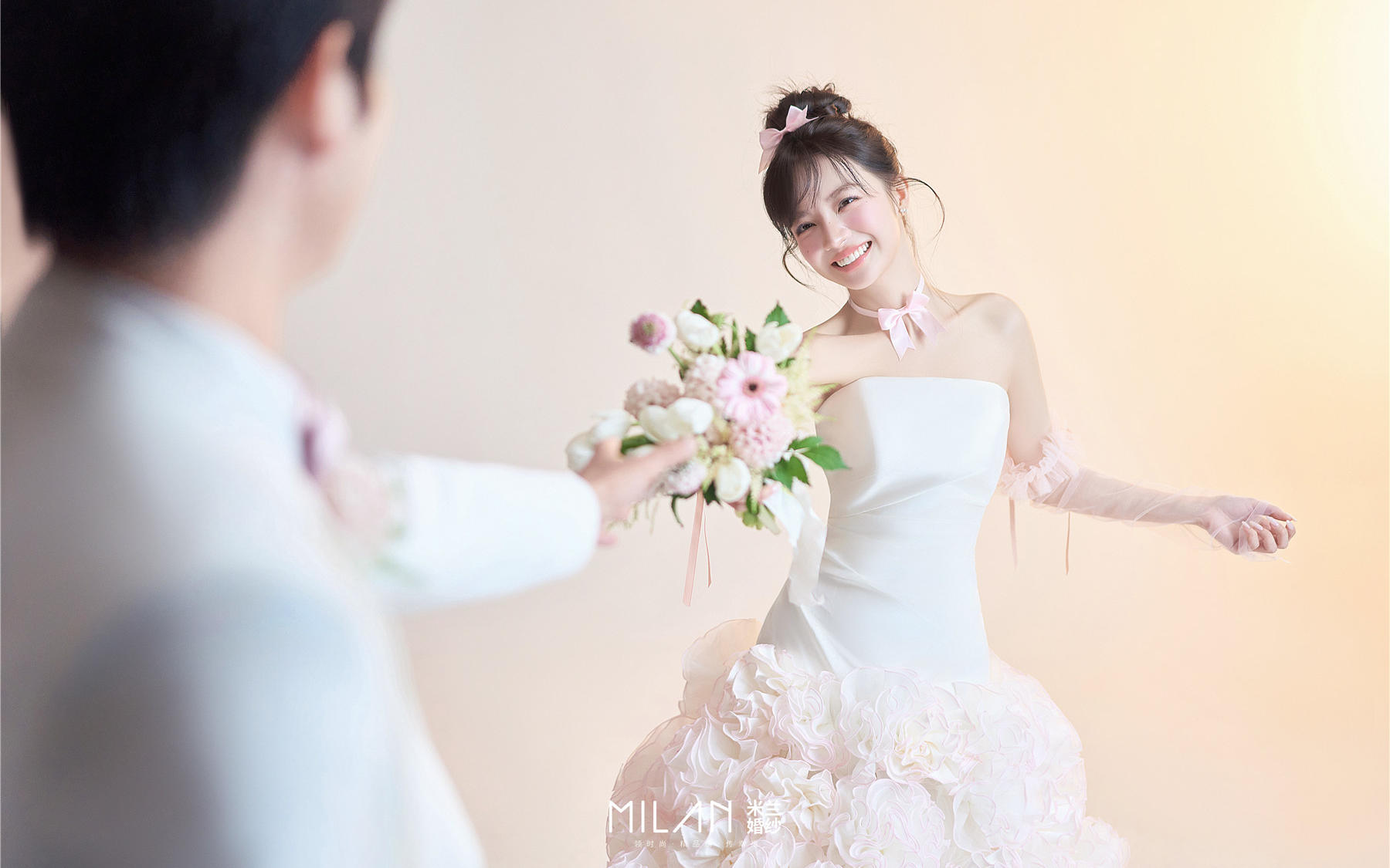 韓式小清新｜甜到心坎的粉色彩紗婚紗照