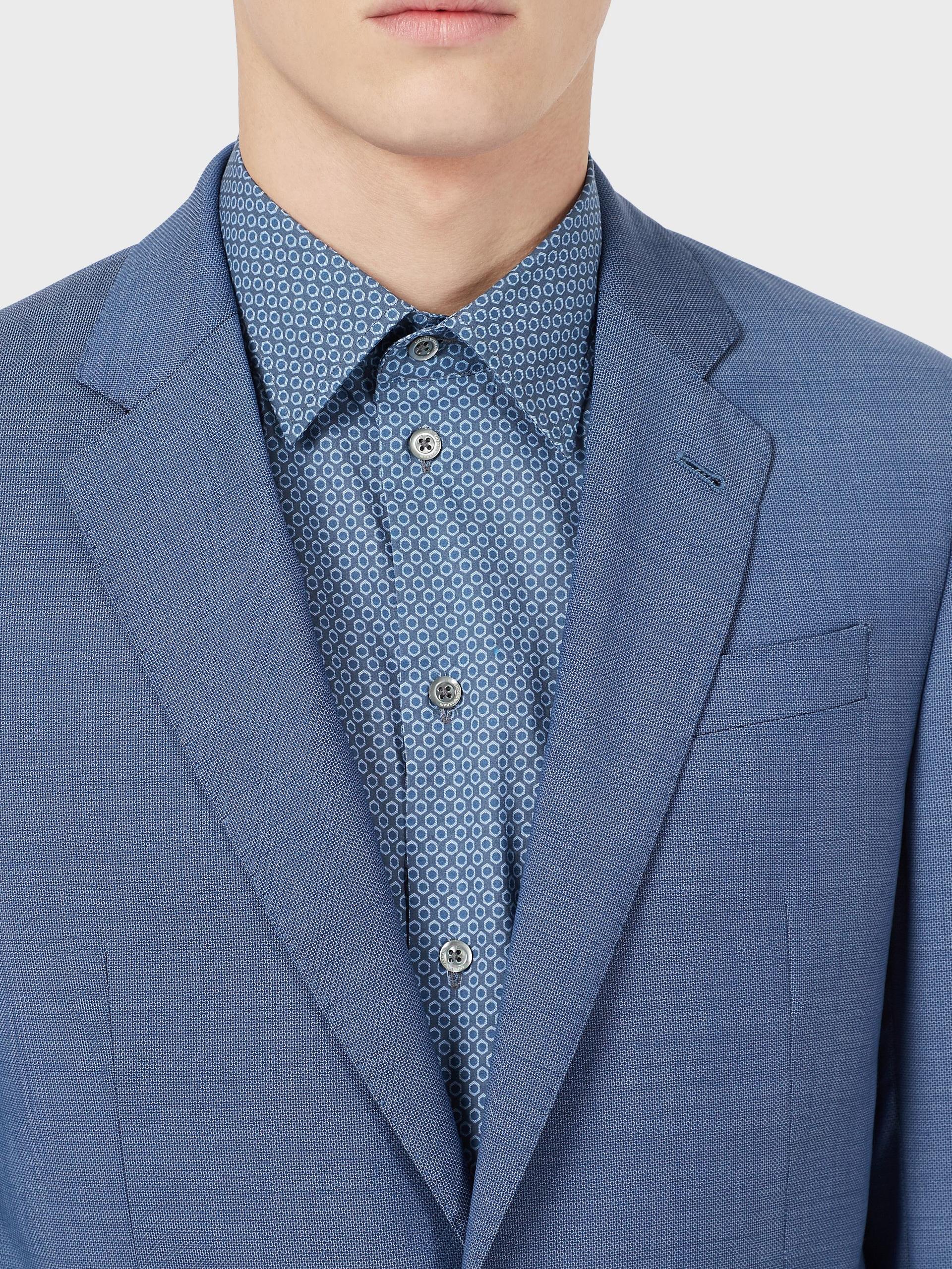 定制阿玛尼同款藏蓝色梭织纹西装