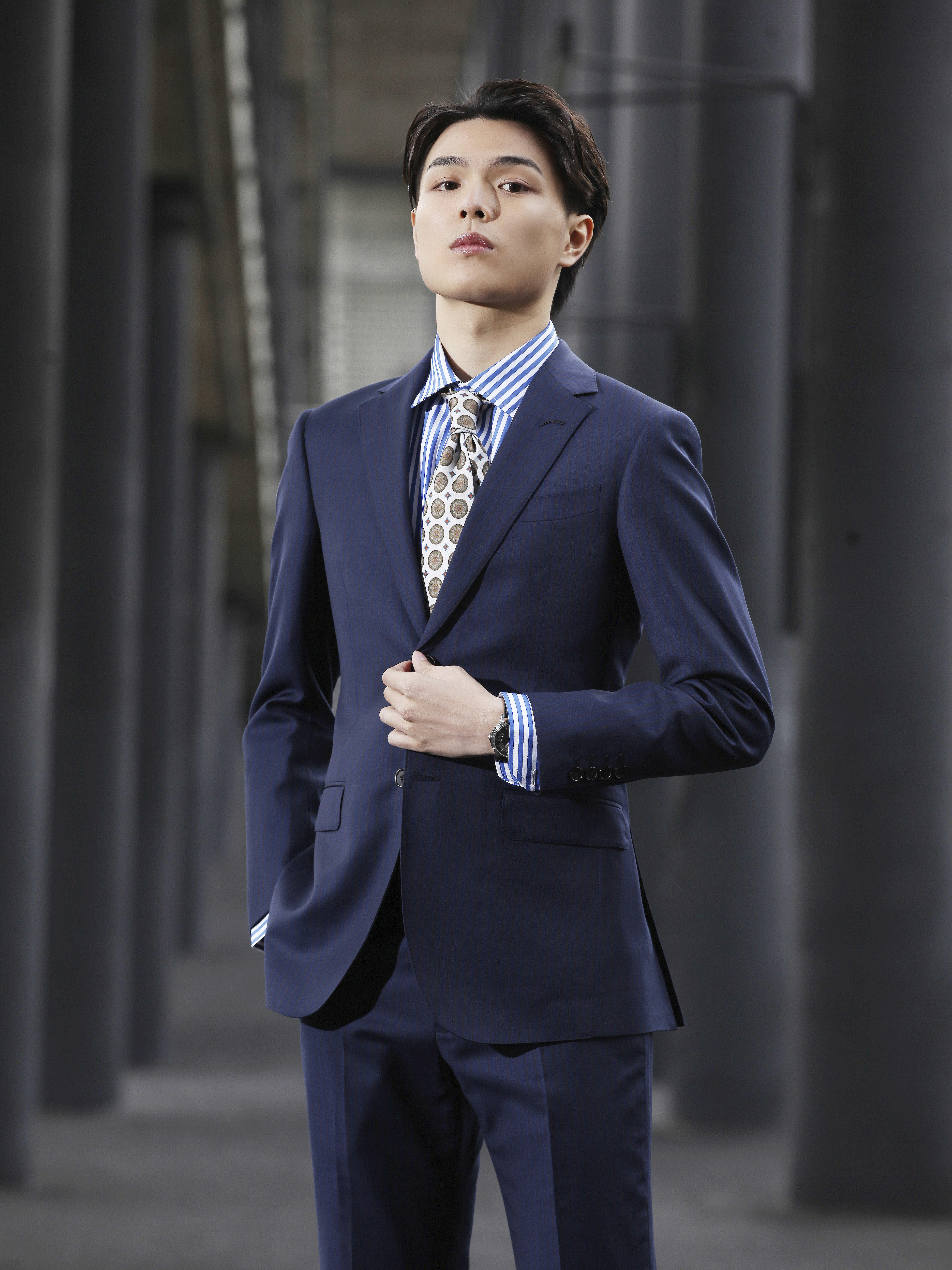 FANZY蓝色情调格纹定制西服【送配饰礼包】