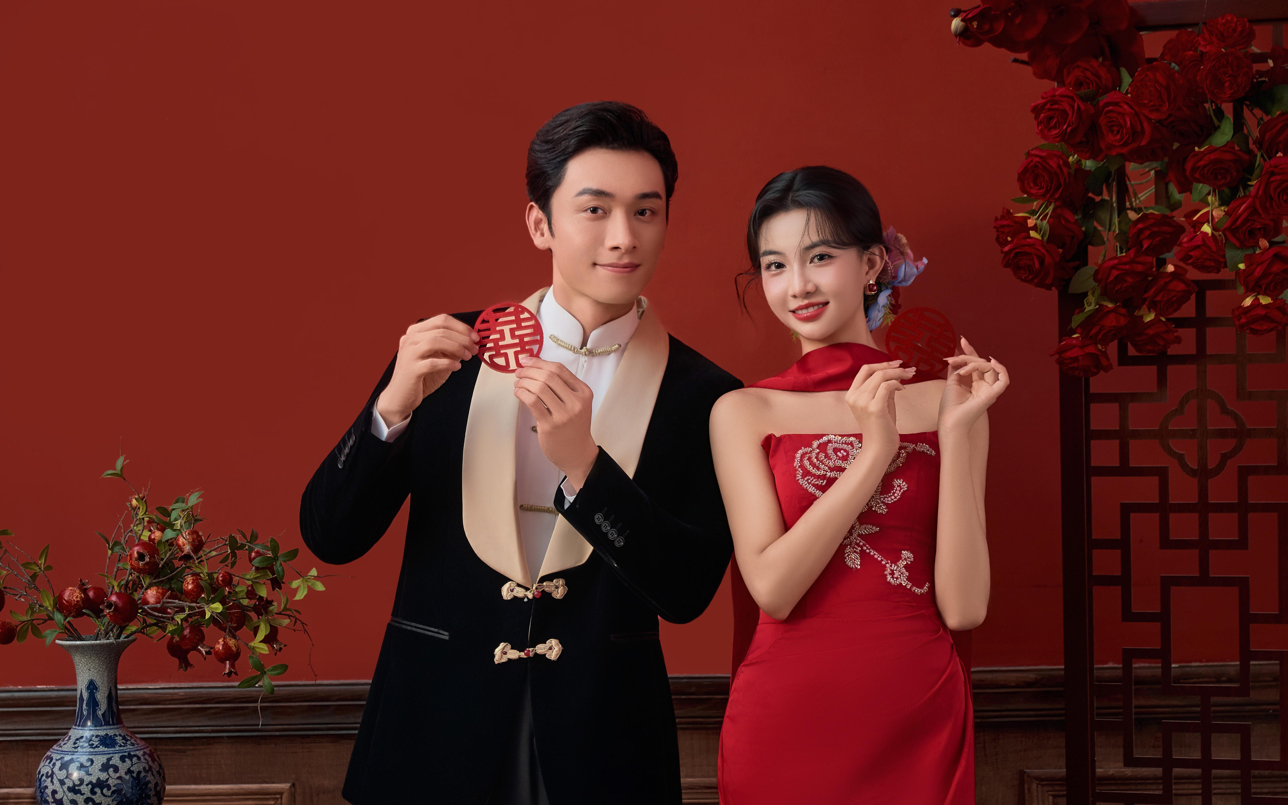 中式内景婚纱照直接美到心巴上