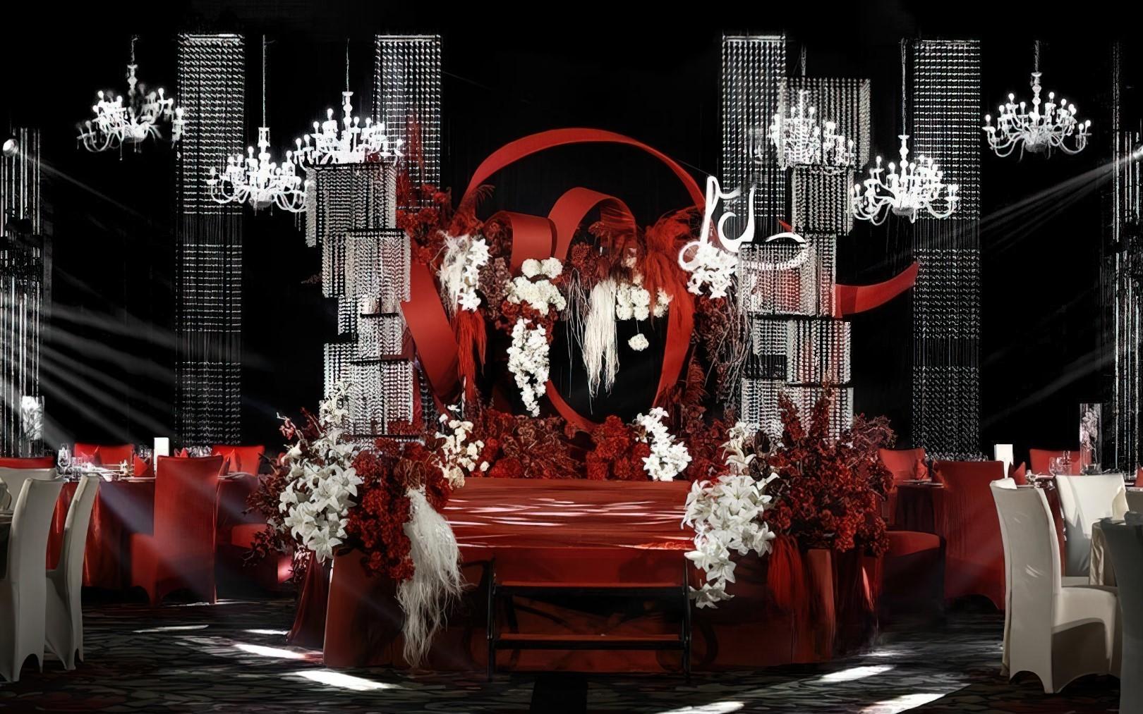 简奢红韵｜高性价比红色系婚礼场地布置方案