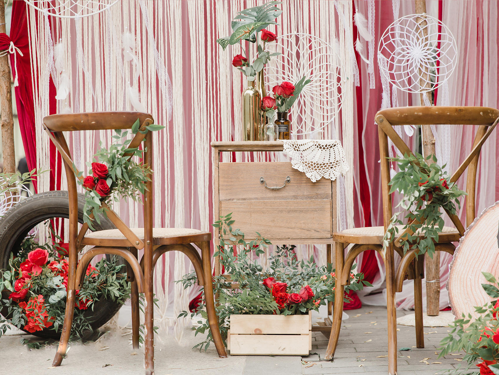 【暖春特惠送督导】橙绿色户外婚礼/全场鲜花/