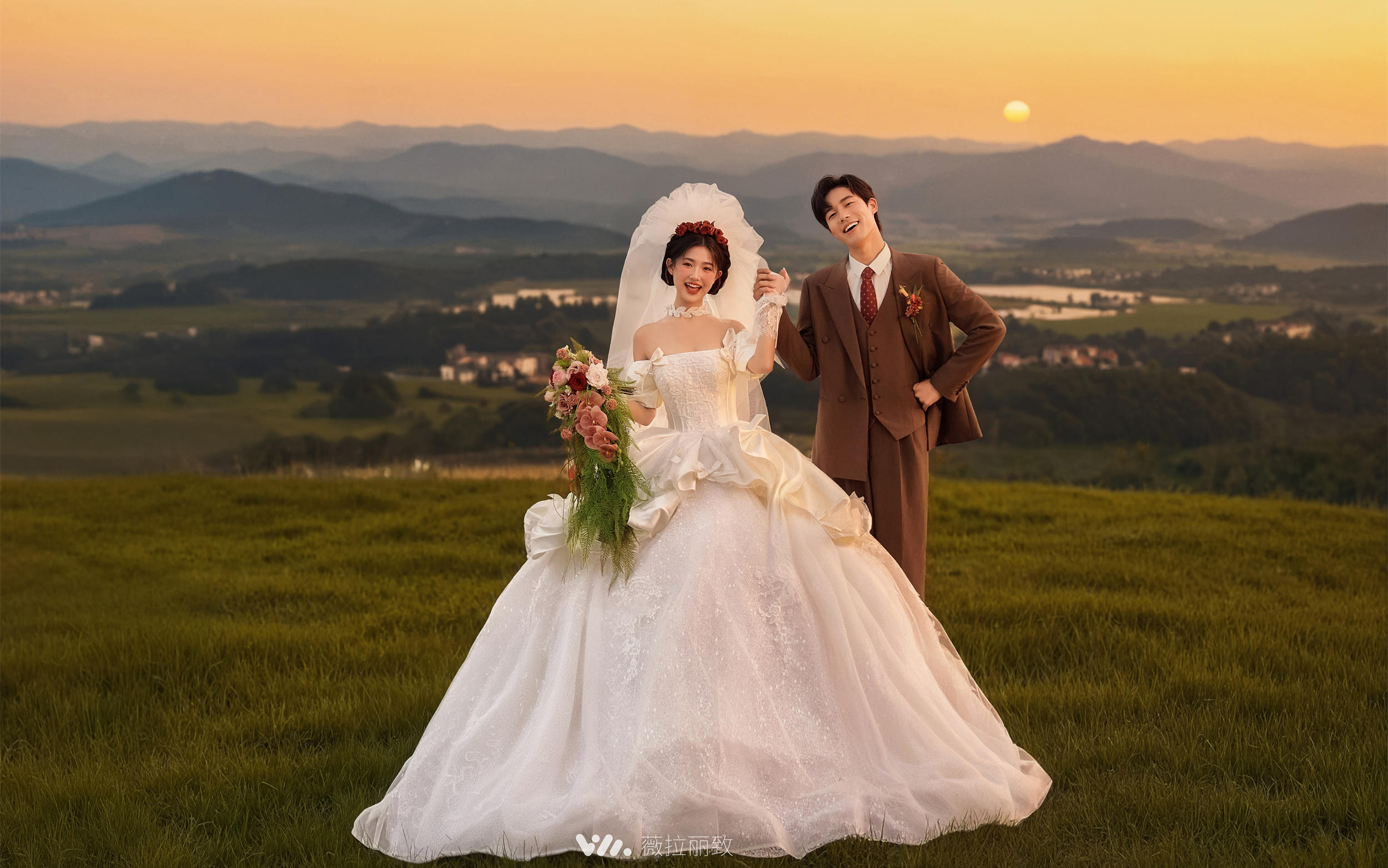 山野晚风里，白纱与你共赴黄昏温柔