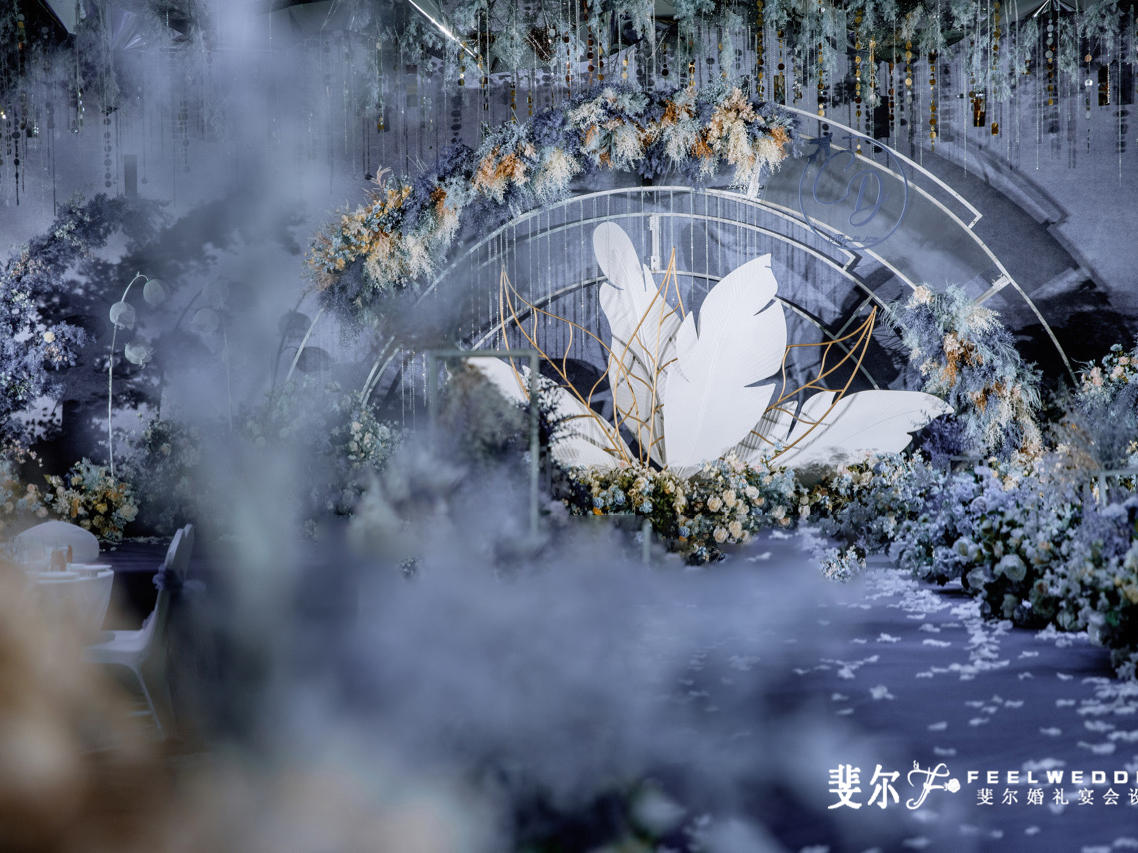 Feel斐尔婚礼宴会设计-莫兰迪灰蓝色婚礼