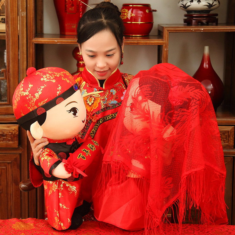 婚庆压床娃娃一对糖果款陪嫁婚房布置