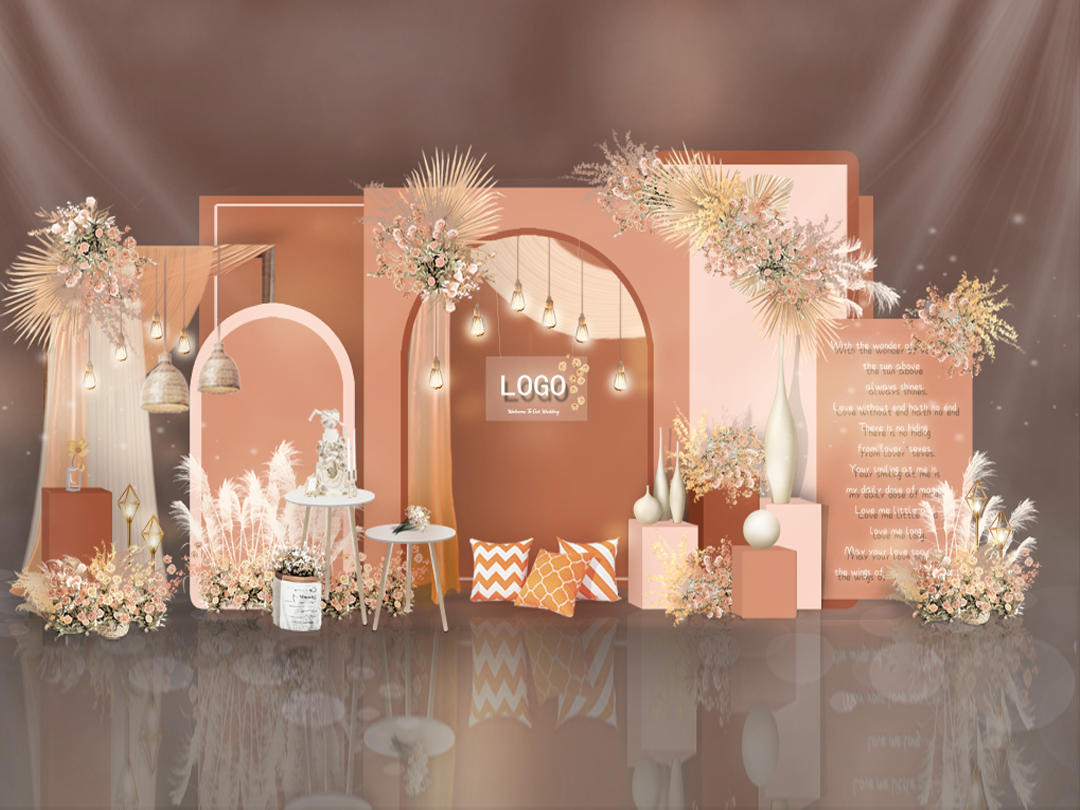 室内/室外户外草坪/莫兰迪婚礼留影区布置