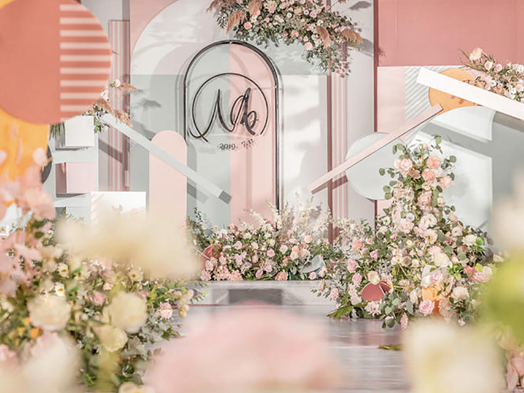 粉色时尚潮流小清新撞色婚礼