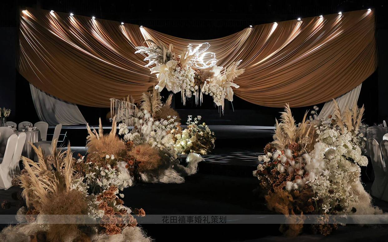 花田禧事—含四大人员—咖色布幔质感婚礼