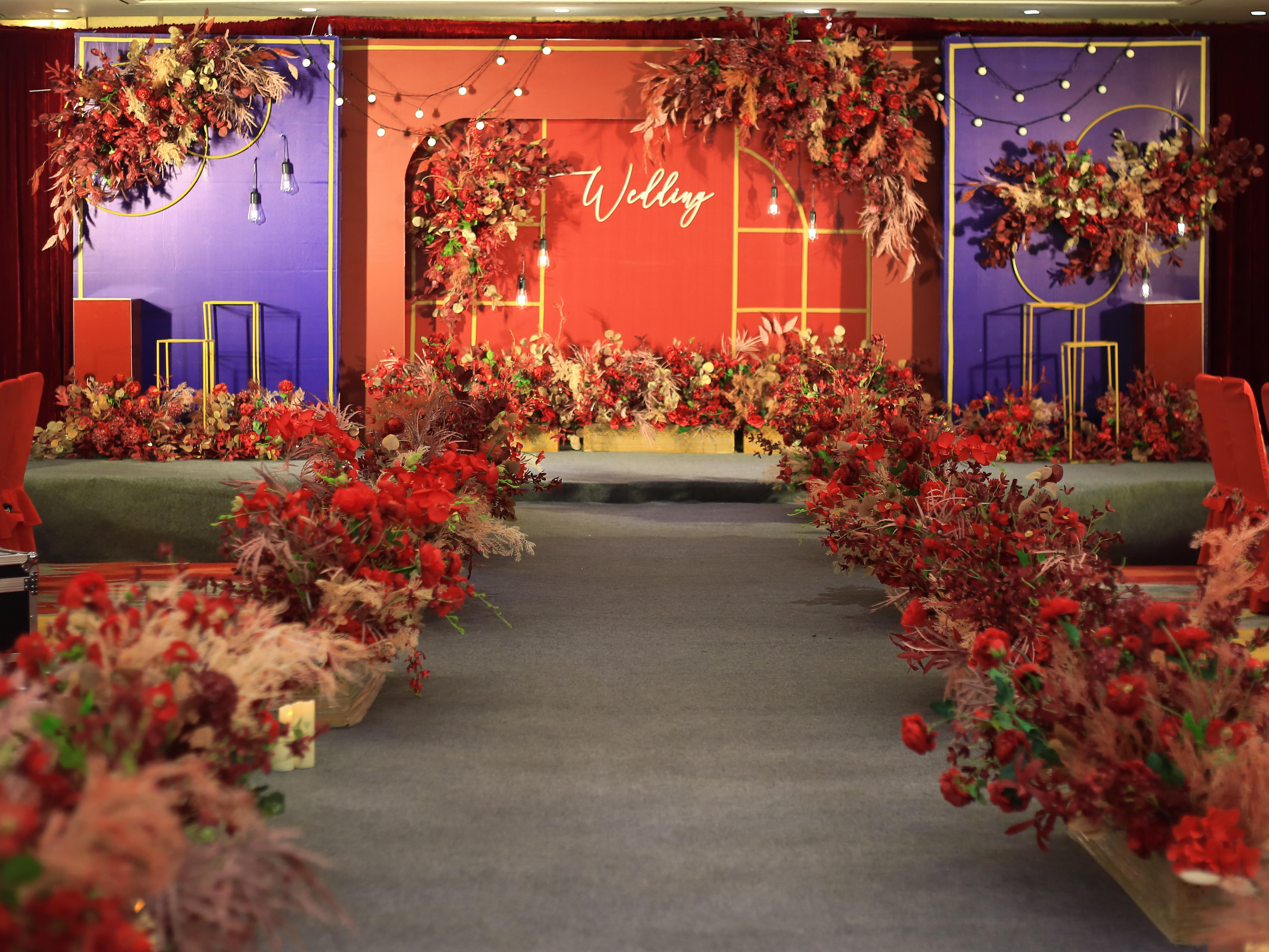 【金叶婚礼】红色 蓝色撞色 复古 大气 婚礼