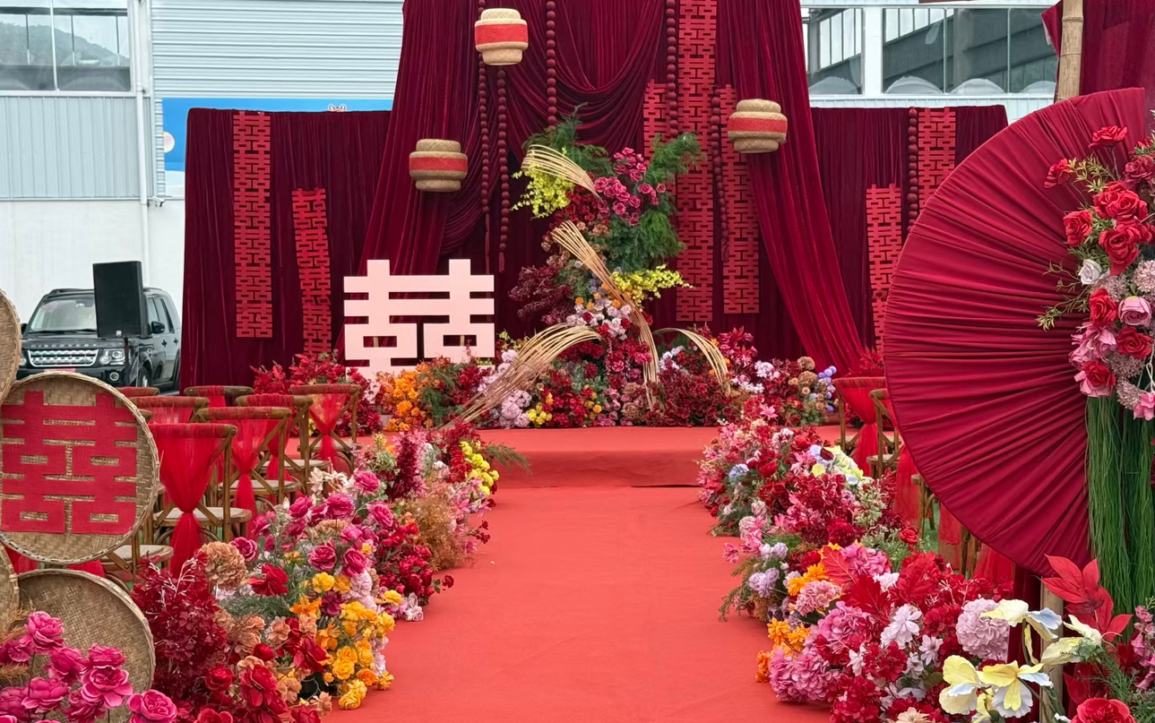 一眼心动的乡村新中式红喜婚礼