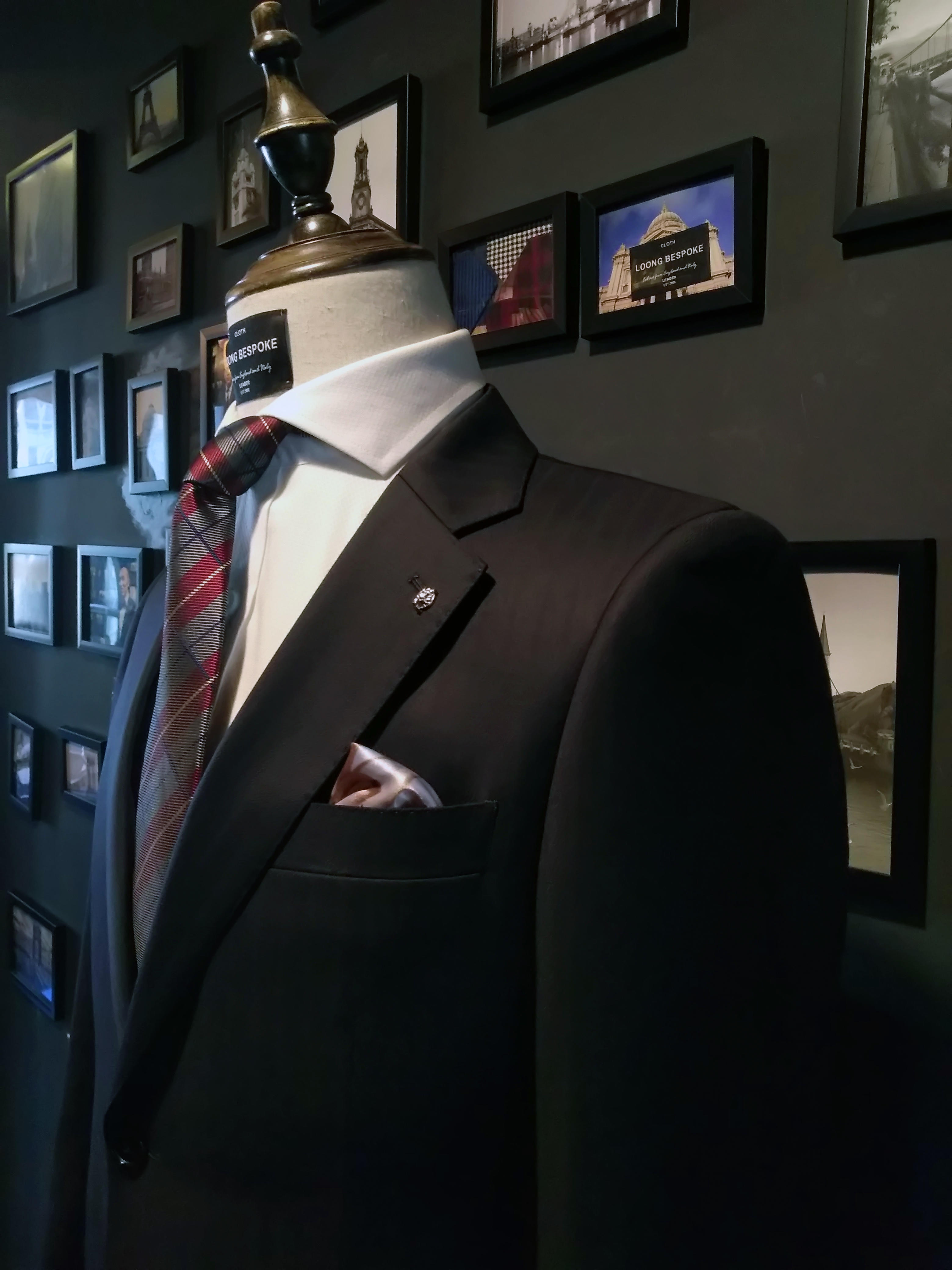 新款黑色条纹纯羊毛西服租赁 新娘新郎父亲装租赁