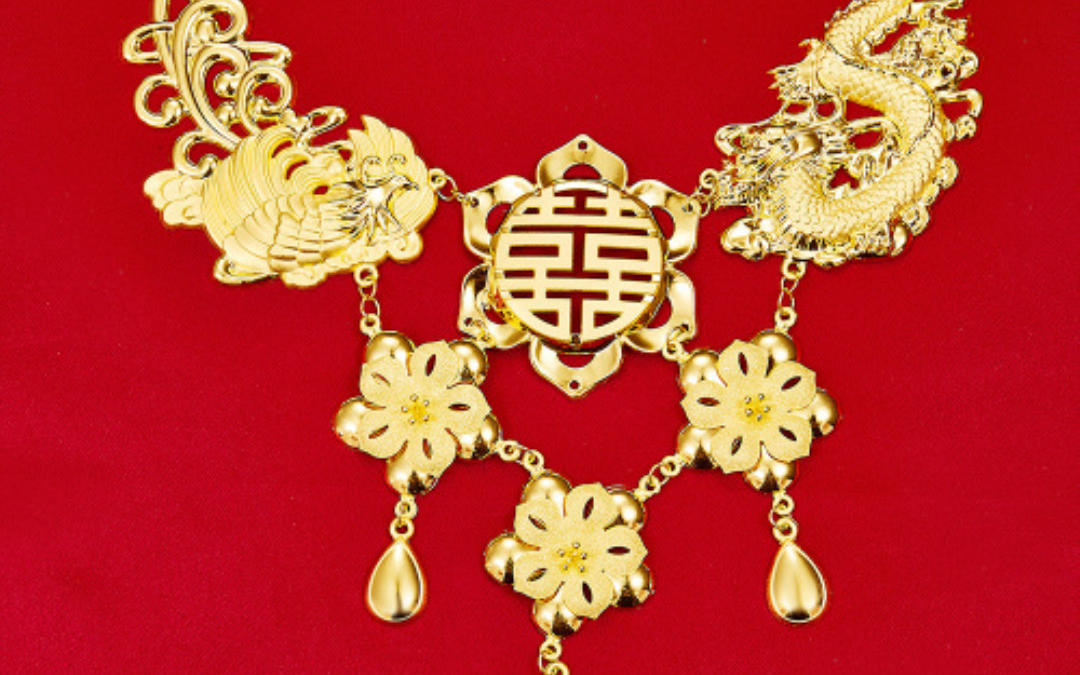 【美斯蒂蔓】--婚嫁双喜龙凤套链（光面款）