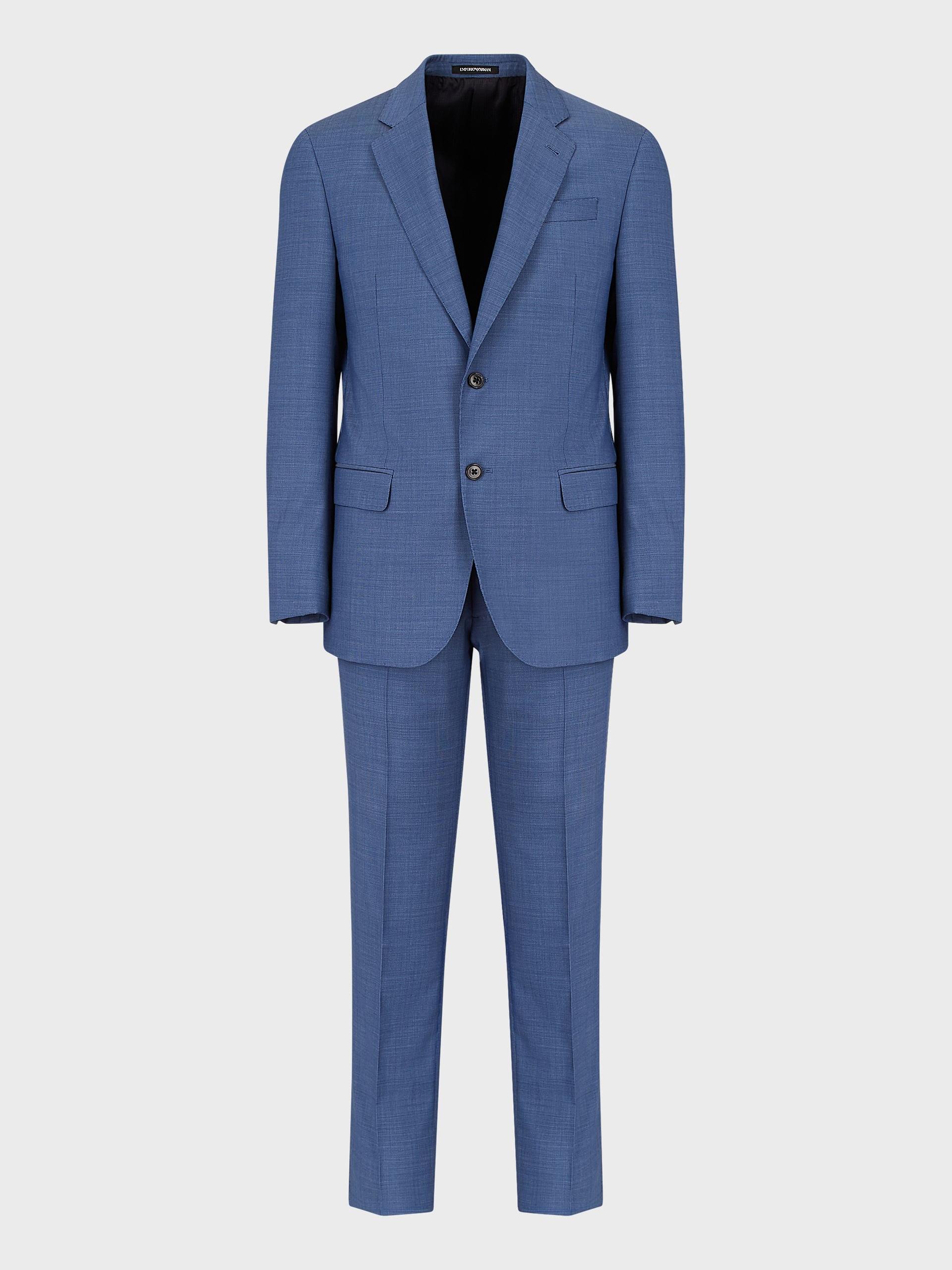 定制阿玛尼同款藏蓝色梭织纹西装