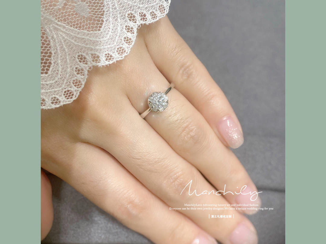 含蕾 | 原创定制围镶显大18k金结婚求婚钻戒