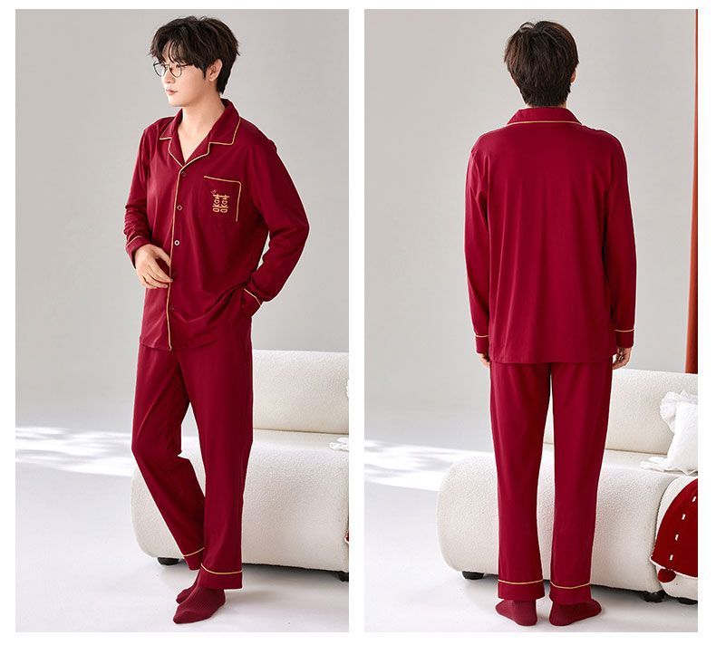 新婚春秋款纯棉情侣家居服