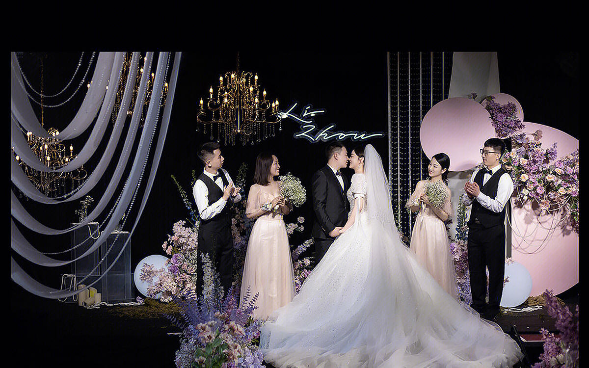 韩式紫色布幔水晶婚礼