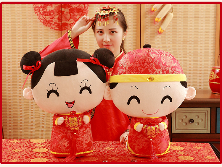 压床娃娃陪嫁娃娃小扁喜婚房布置