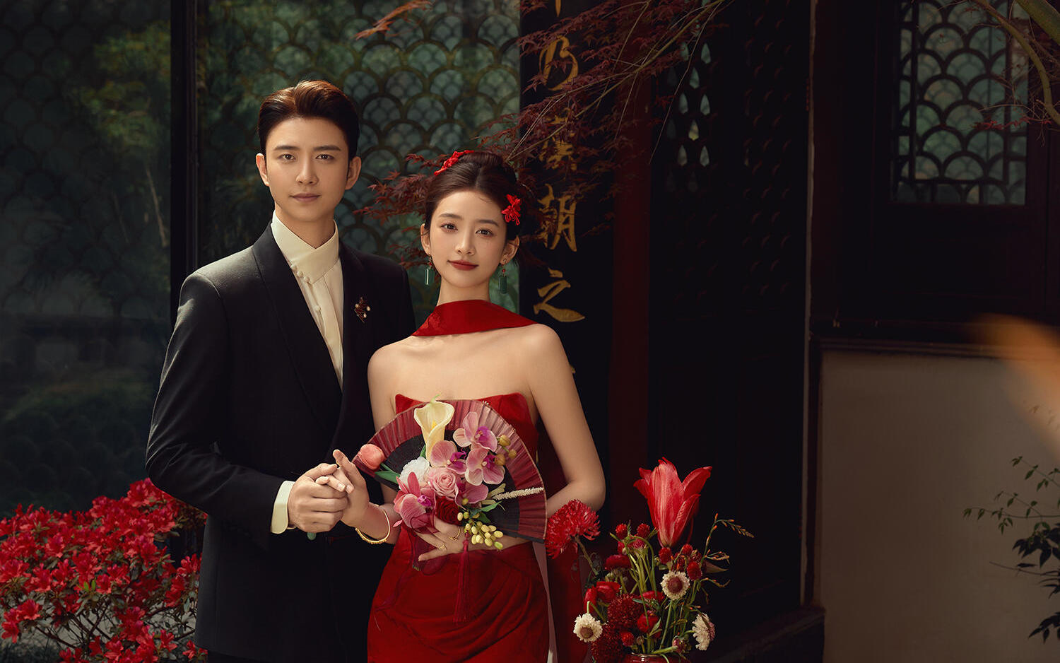 十光堇 | 新中式婚纱照，东方红❤️和园林的韵味