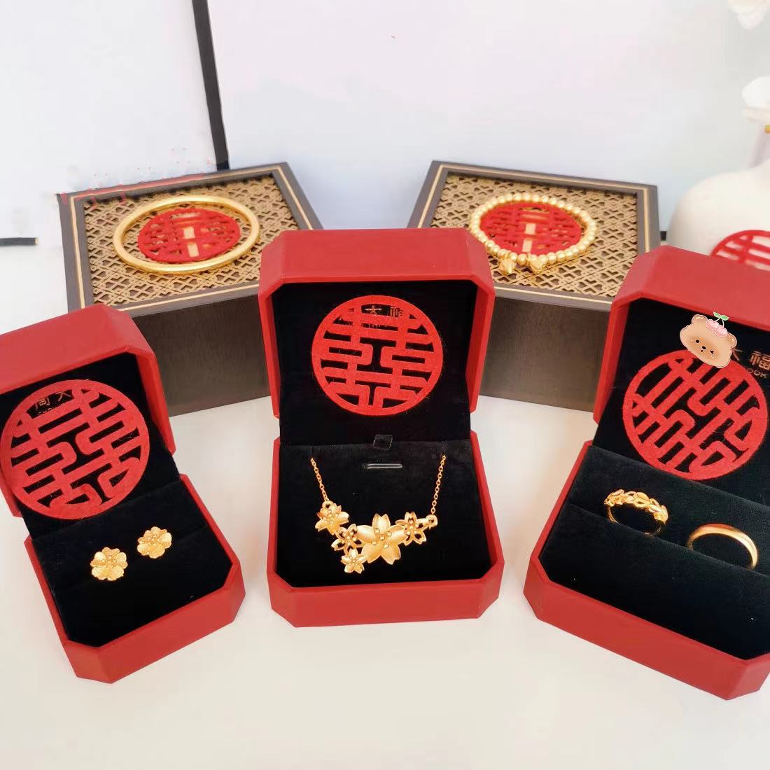 【道具五金】仿真五金套装礼盒结婚订婚用品假三金【58MM素圈圈口】